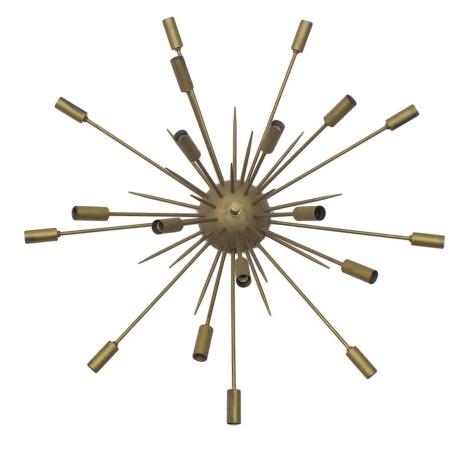 Large Mid-Century Modern Brutalist Sputnik Wall or Ceiling Lamp, 1950s, Italy For Sale