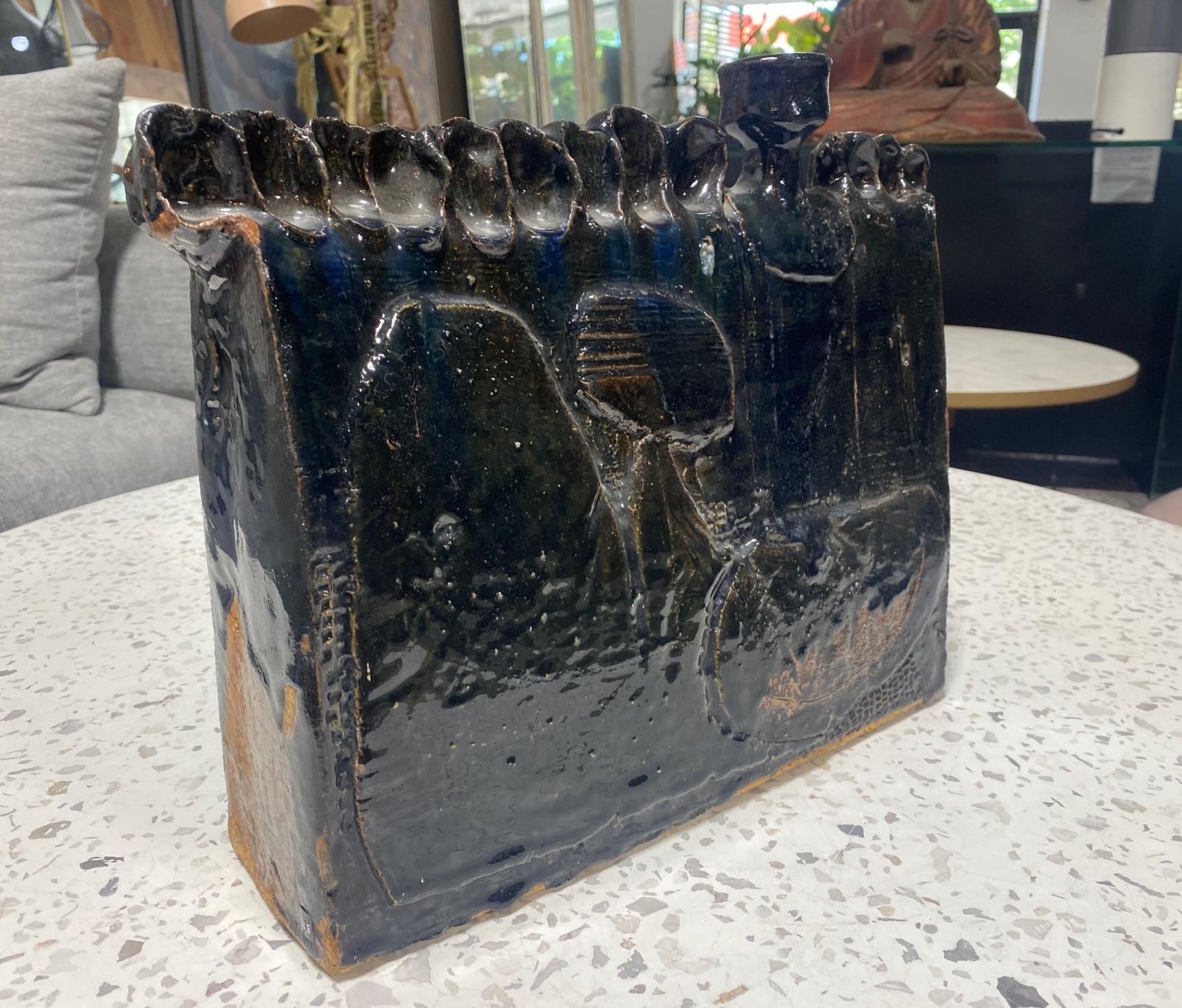 Large Mid-Century Modern Brutalist Voulkos Style Pottery Vase Vessel Sculpture For Sale 2