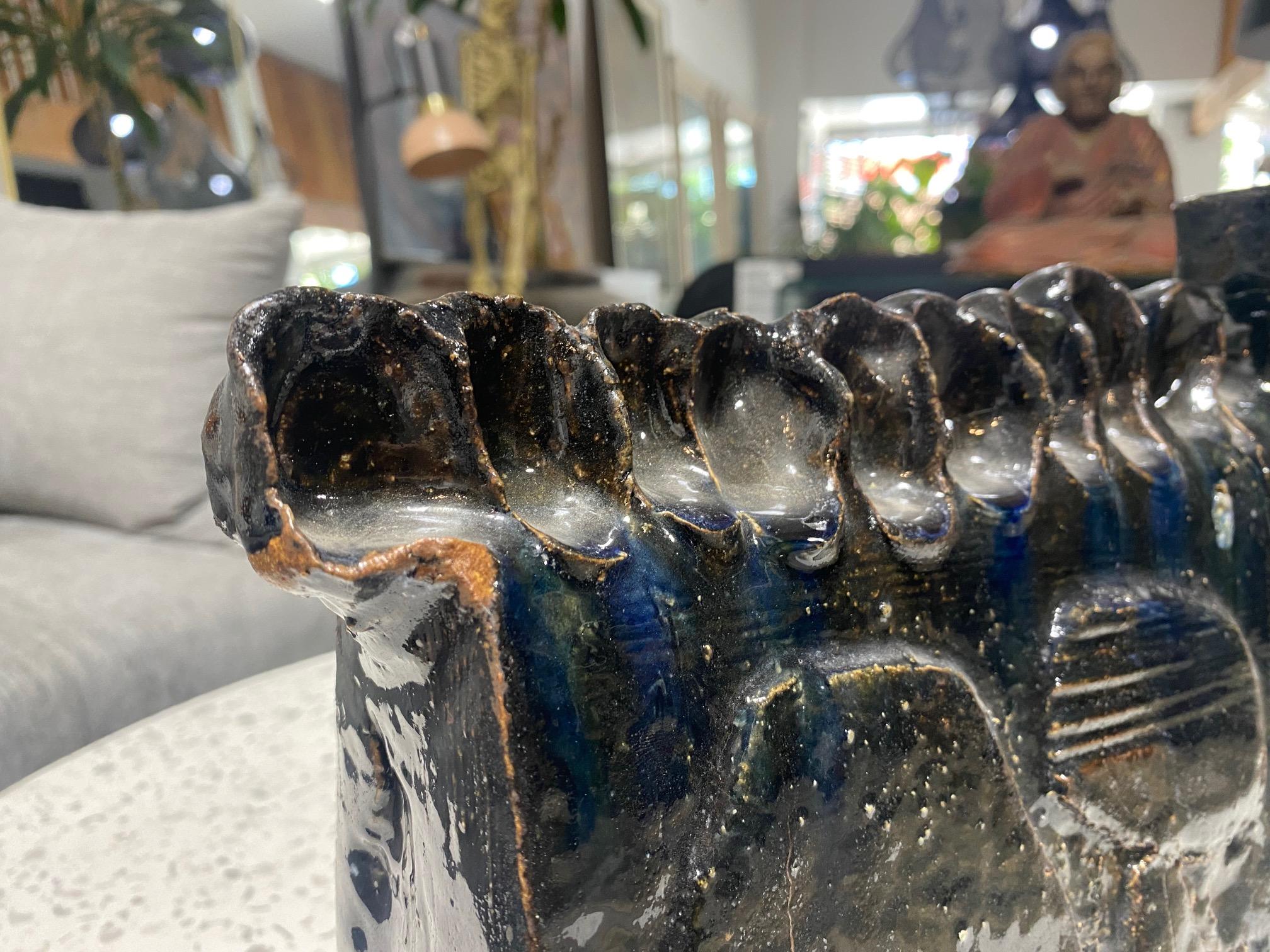 Large Mid-Century Modern Brutalist Voulkos Style Pottery Vase Vessel Sculpture For Sale 3