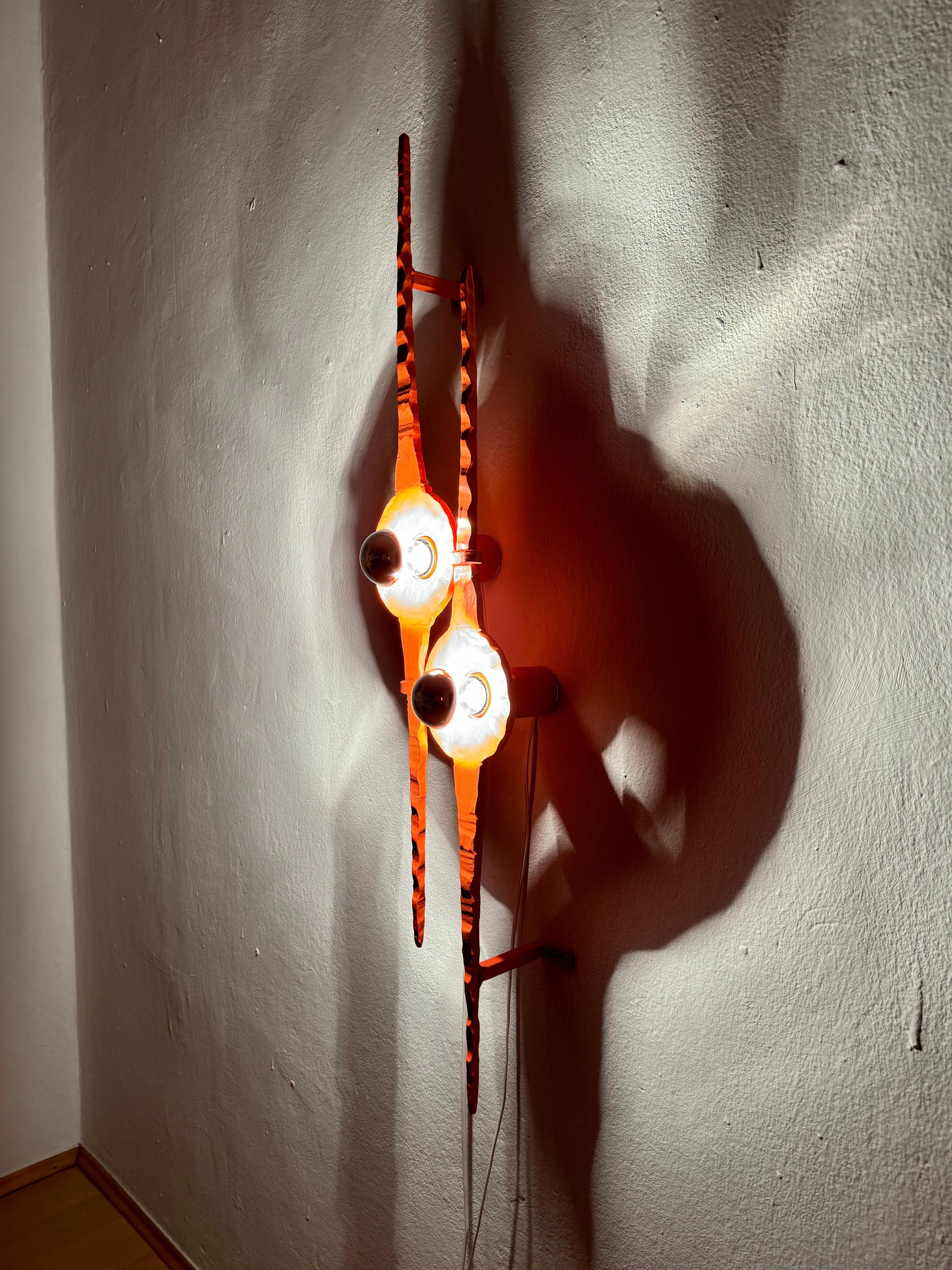 Large Mid-Century Modern Brutalist Wall Lamp or Iron Sculpture 1