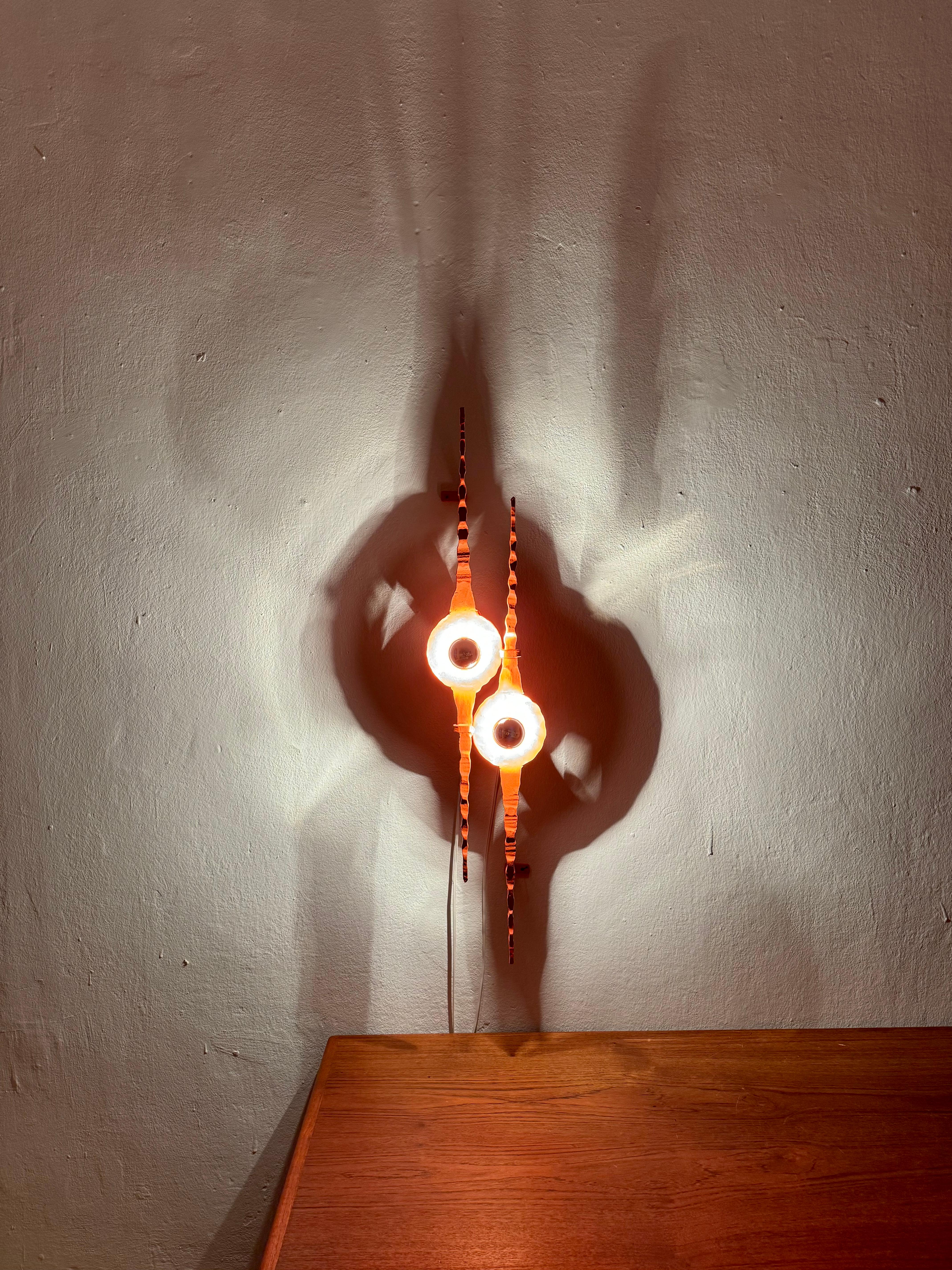 Large Mid-Century Modern Brutalist Wall Lamp or Iron Sculpture 2