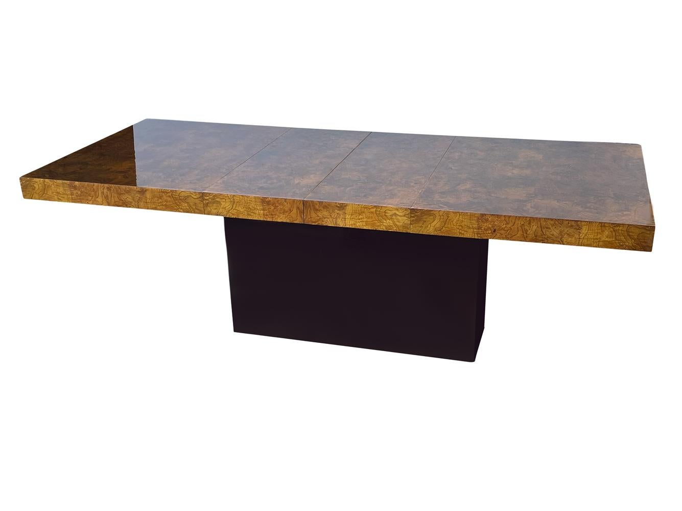 American Large Mid Century Modern Burl Wood Dining Table attributed to Milo Baughman For Sale