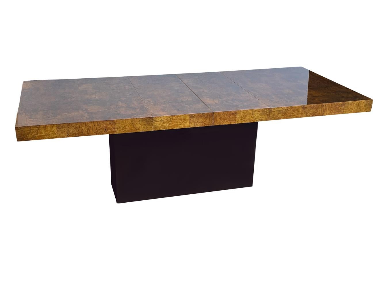 Large Mid Century Modern Burl Wood Dining Table attributed to Milo Baughman For Sale 1