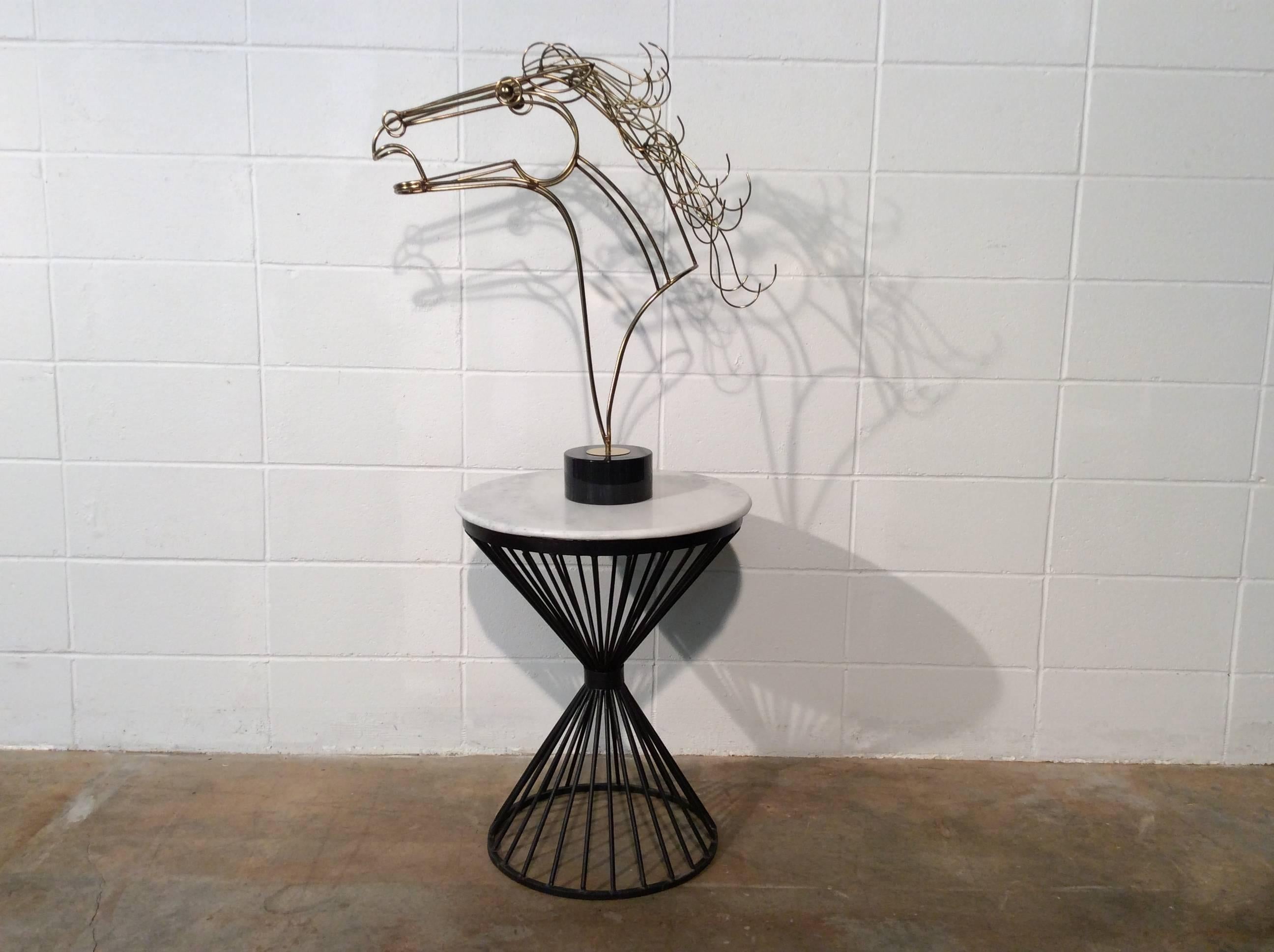 Large Mid-Century Modern C Jere Wire Horse Sculpture on a Black Marble Base 7
