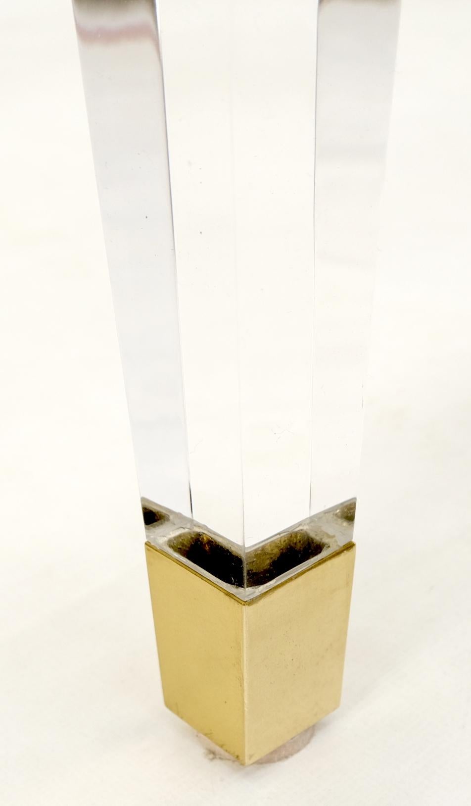 Large Mid Century Modern c.1970's Lucite Brass Glass Top Rectangle Coffee Table For Sale 4