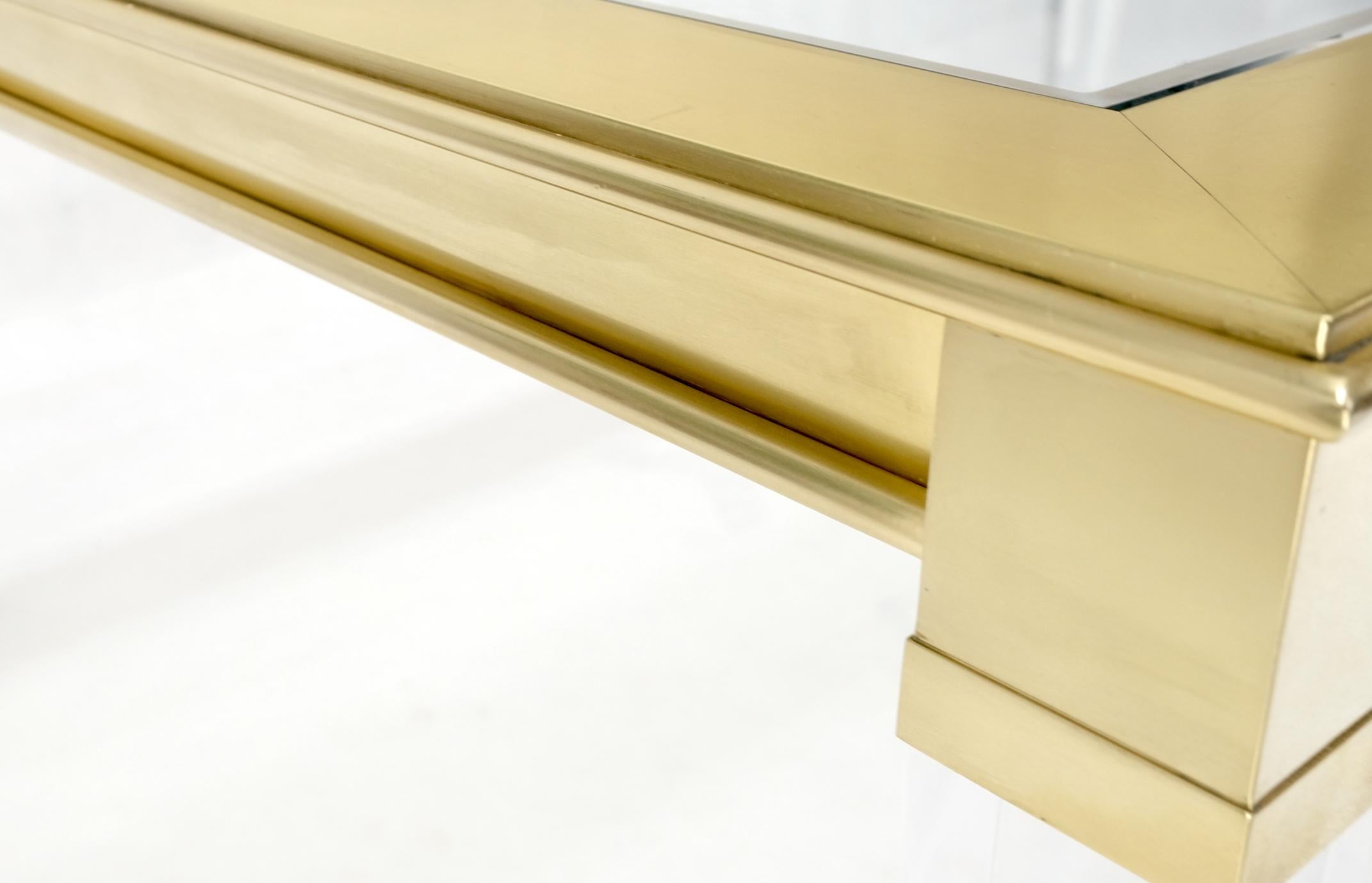 Large Mid Century Modern c.1970's Lucite Brass Glass Top Rectangle Coffee Table For Sale 5