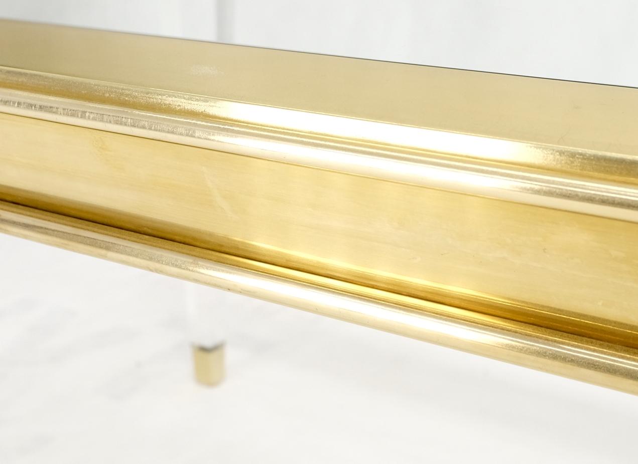 Large Mid Century Modern c.1970's Lucite Brass Glass Top Rectangle Coffee Table  For Sale 1