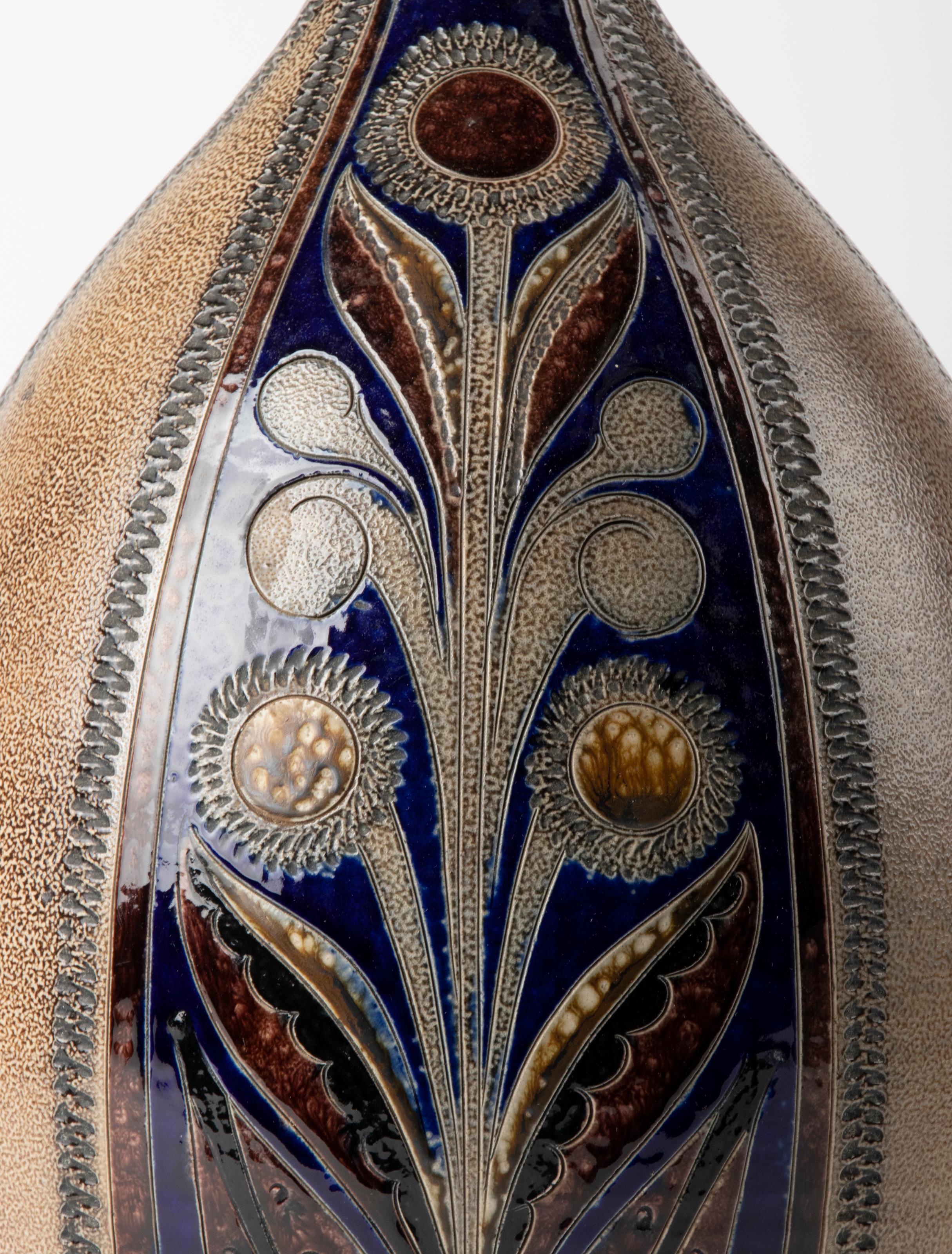 Large Mid-Century Modern Ceramic Jug with Cobalt Blue Decorations For Sale 3