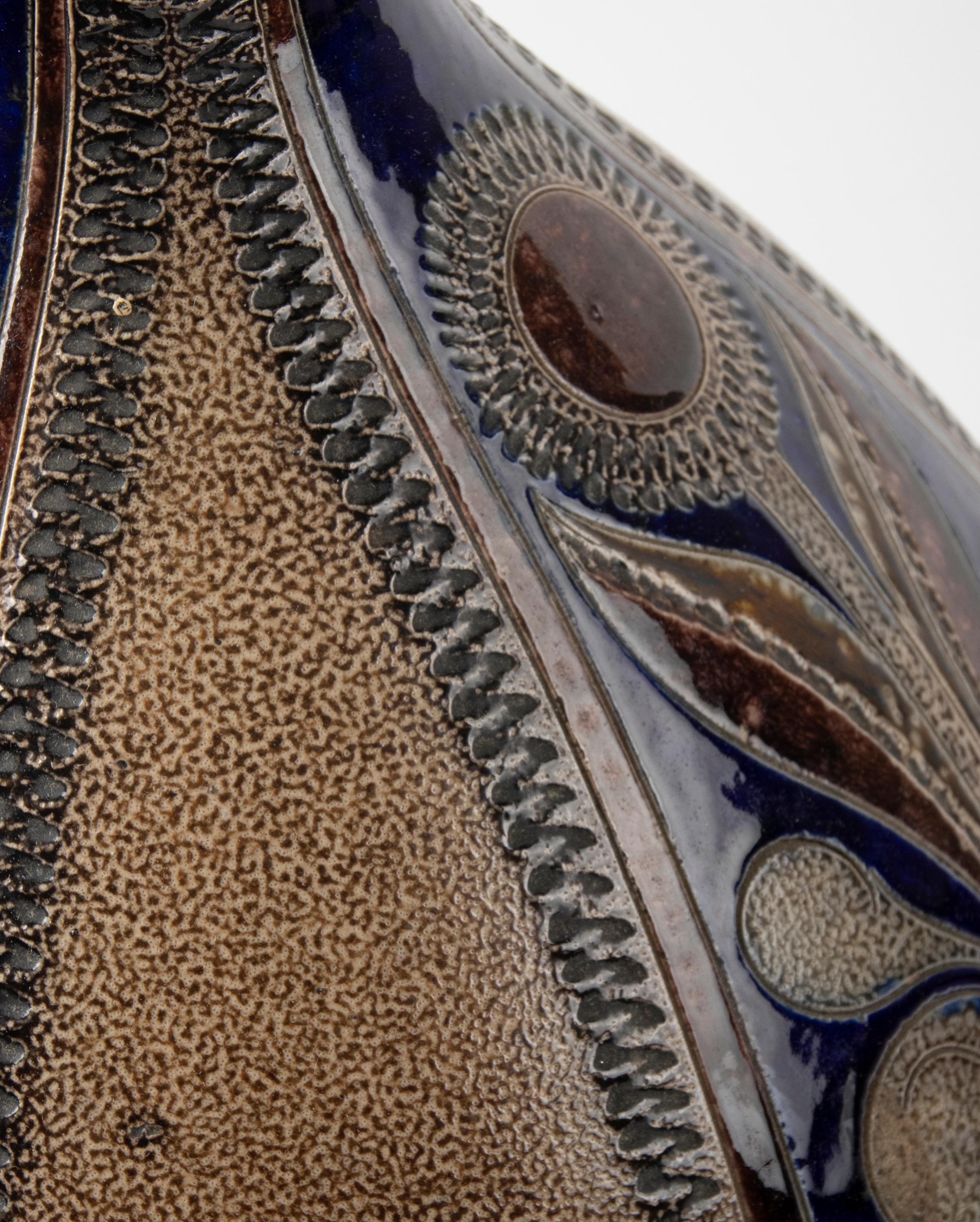 Großer moderner Keramikkrug aus der Mitte des Jahrhunderts mit kobaltblauen Dekorationen im Angebot 3