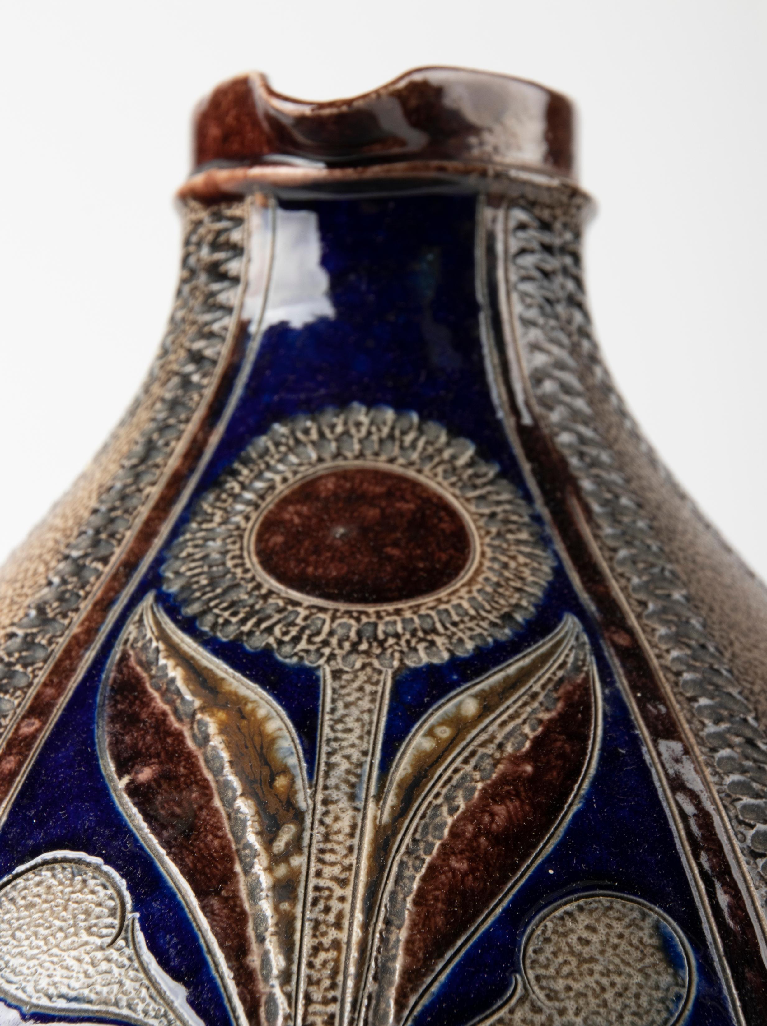 Large Mid-Century Modern Ceramic Jug with Cobalt Blue Decorations For Sale 5