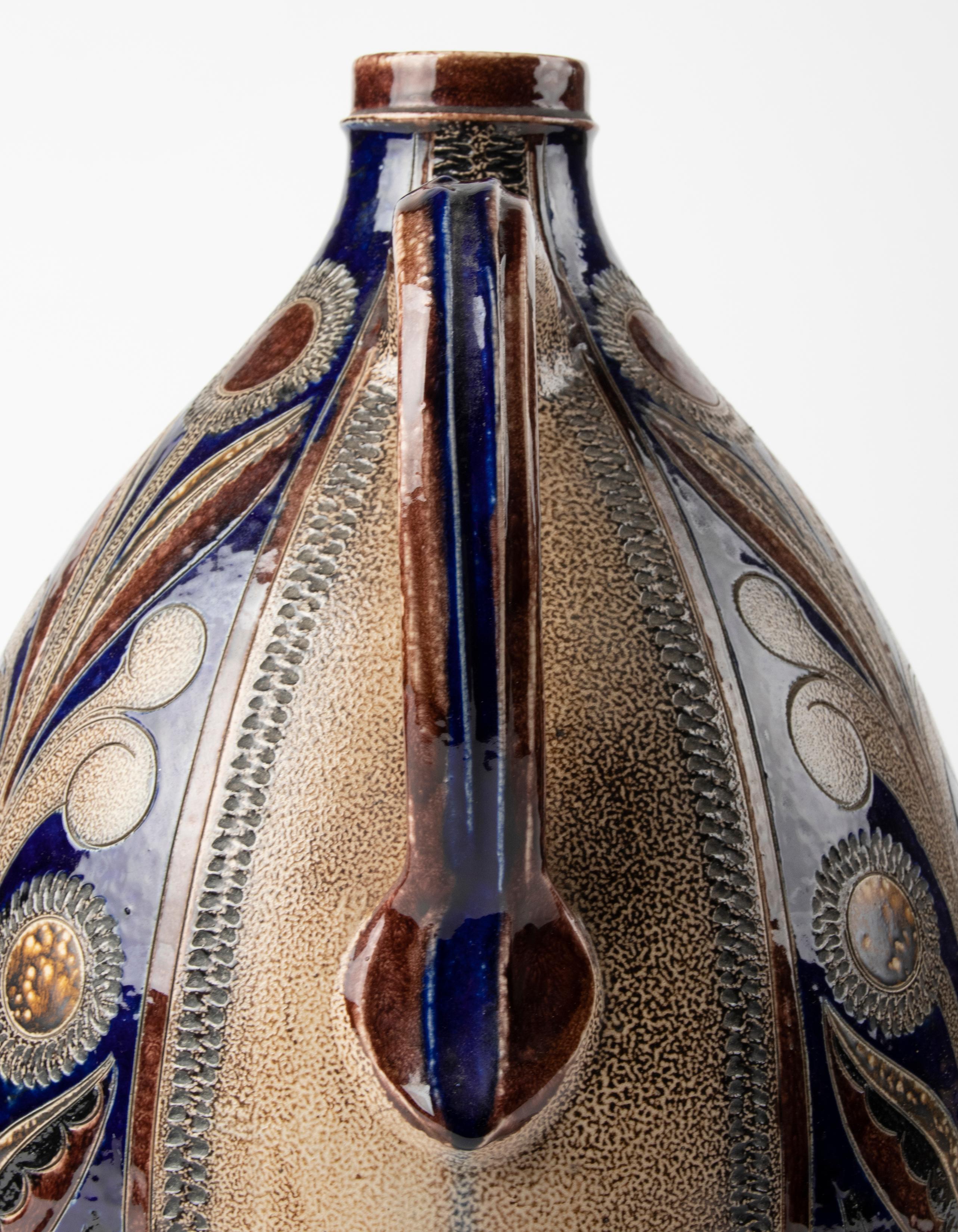 Großer moderner Keramikkrug aus der Mitte des Jahrhunderts mit kobaltblauen Dekorationen im Angebot 7