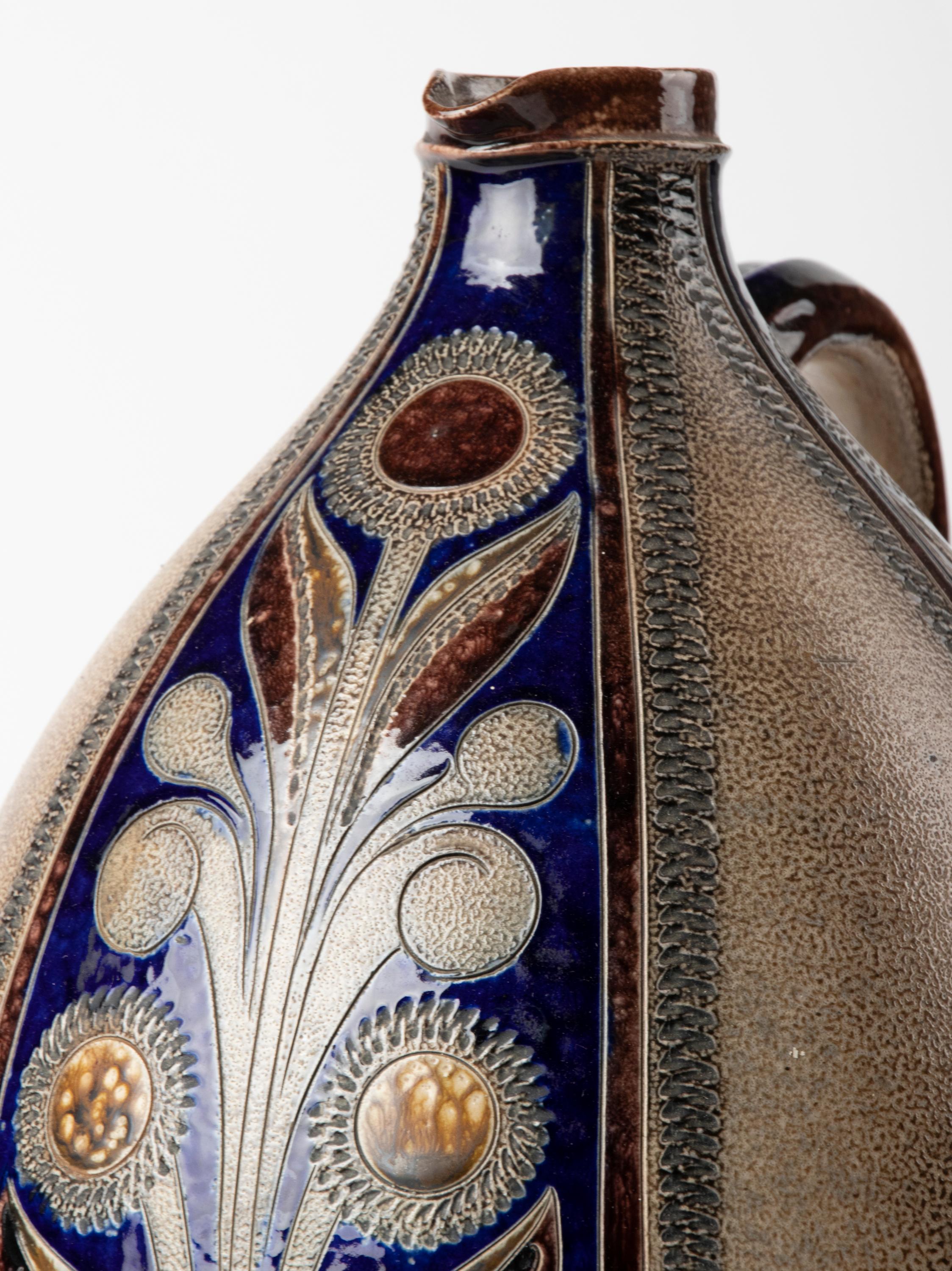 German Large Mid-Century Modern Ceramic Jug with Cobalt Blue Decorations For Sale