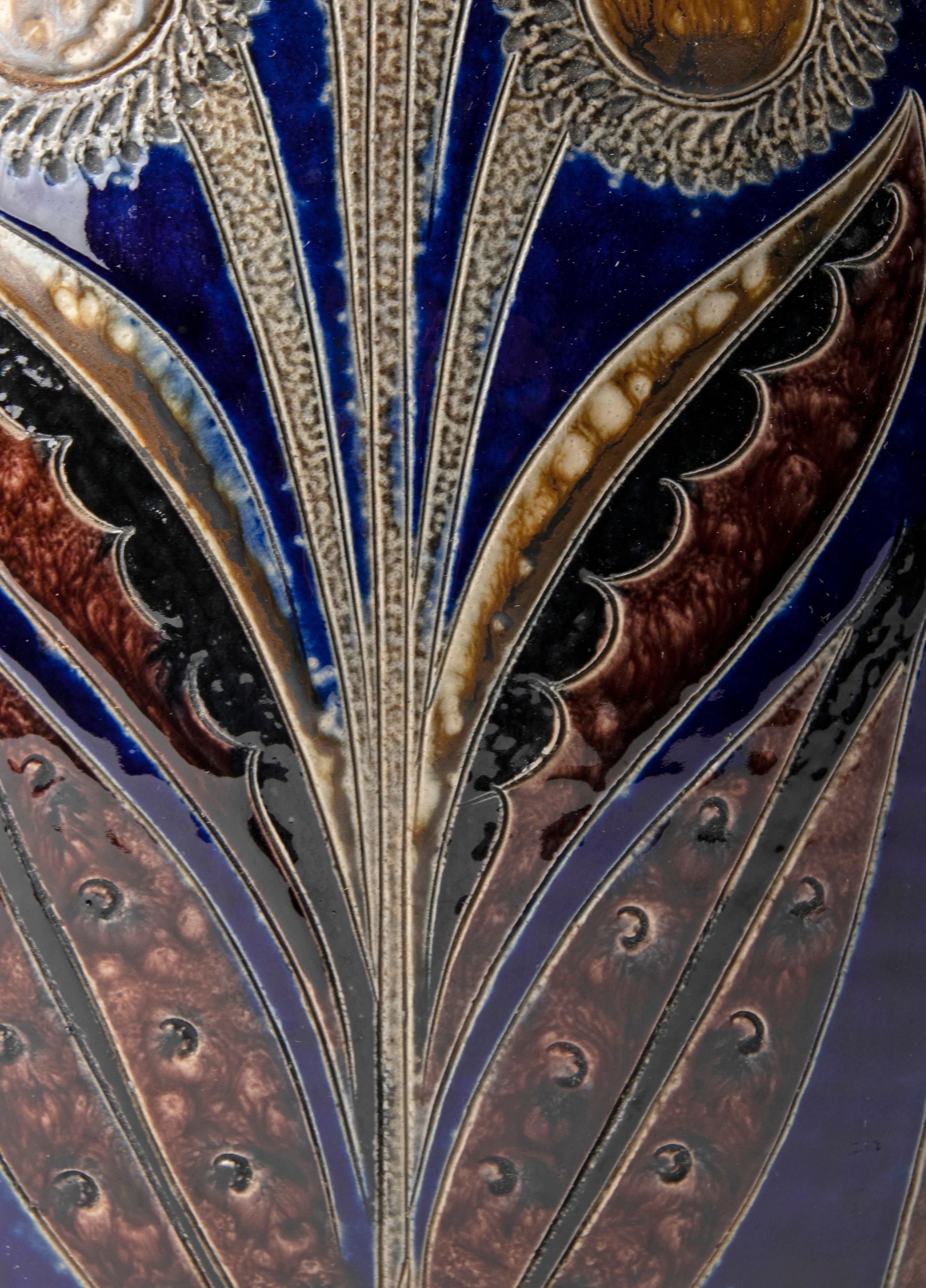Großer moderner Keramikkrug aus der Mitte des Jahrhunderts mit kobaltblauen Dekorationen im Angebot 1