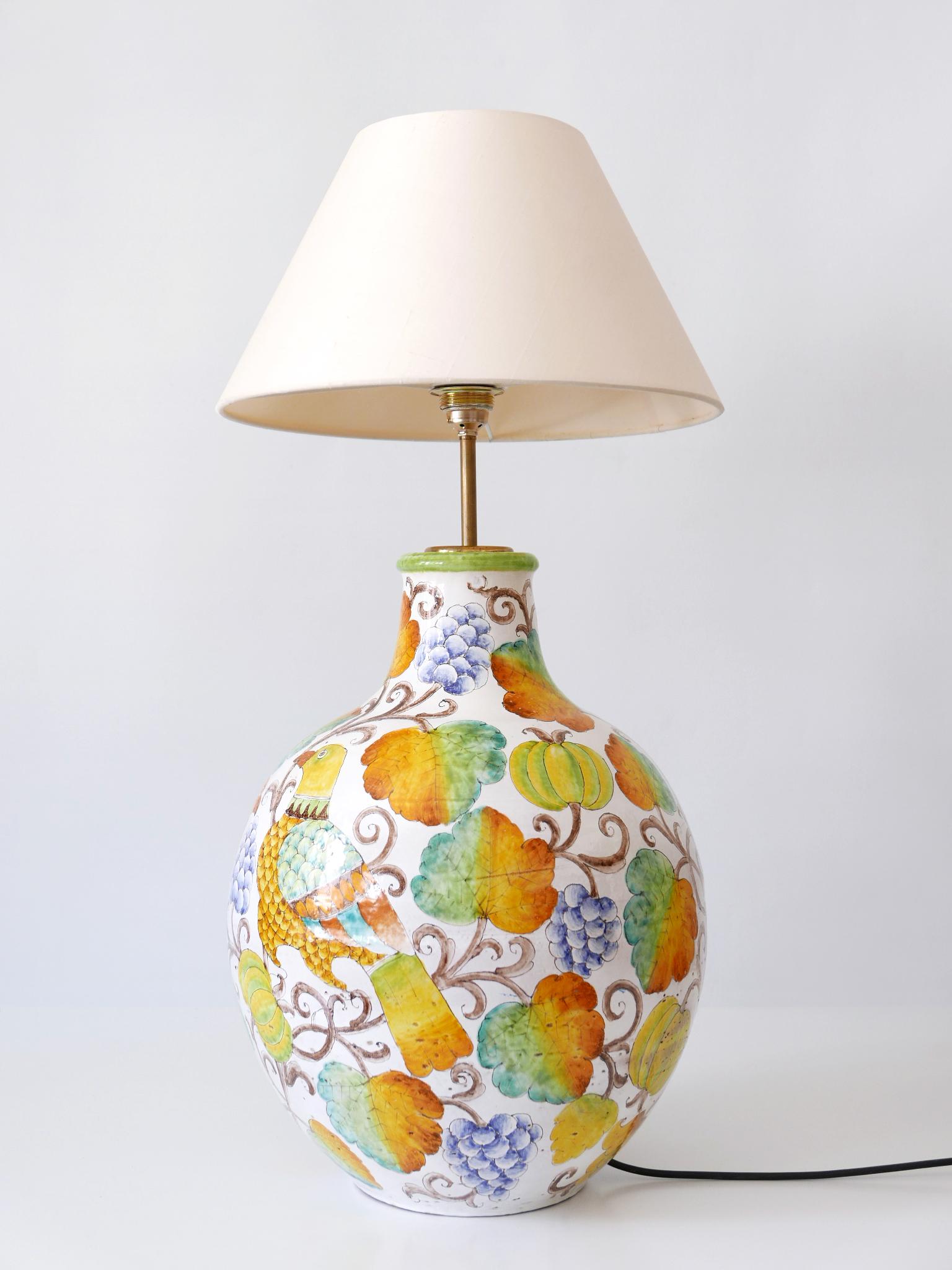 Hand-Painted Large Mid Century Modern Ceramic Table Lamp by Romano Innocenti Italy 1960s For Sale