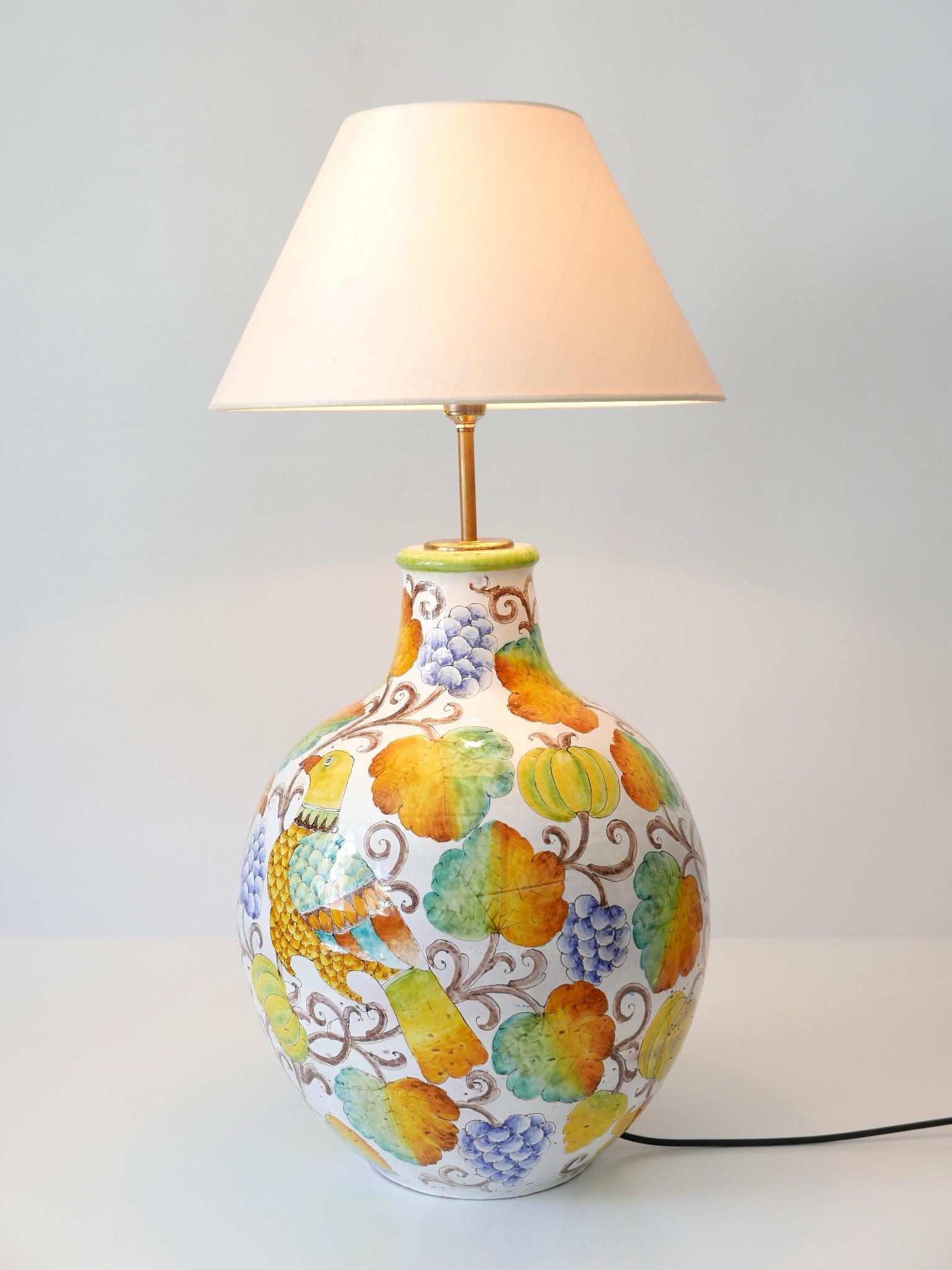 Brass Large Mid Century Modern Ceramic Table Lamp by Romano Innocenti Italy 1960s For Sale