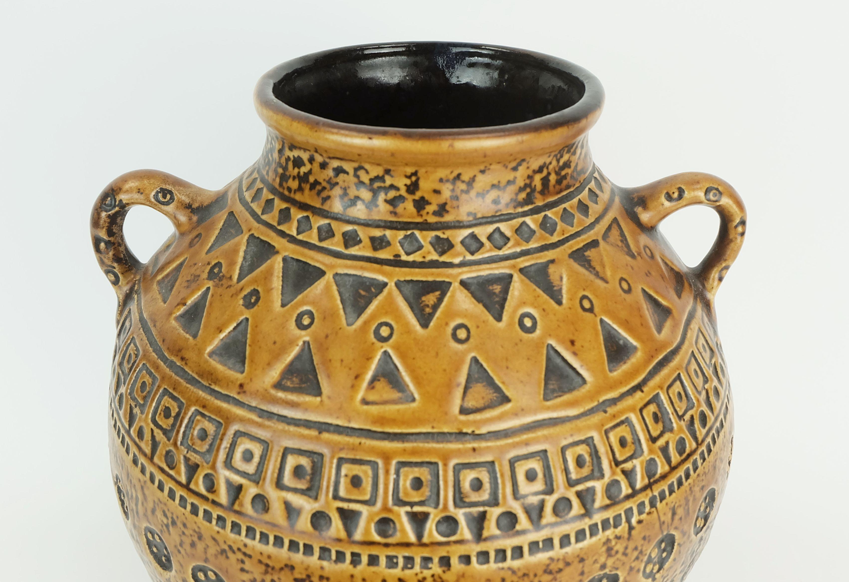 German large mid century modern ceramic VASE abstract decor 1960s 70s For Sale