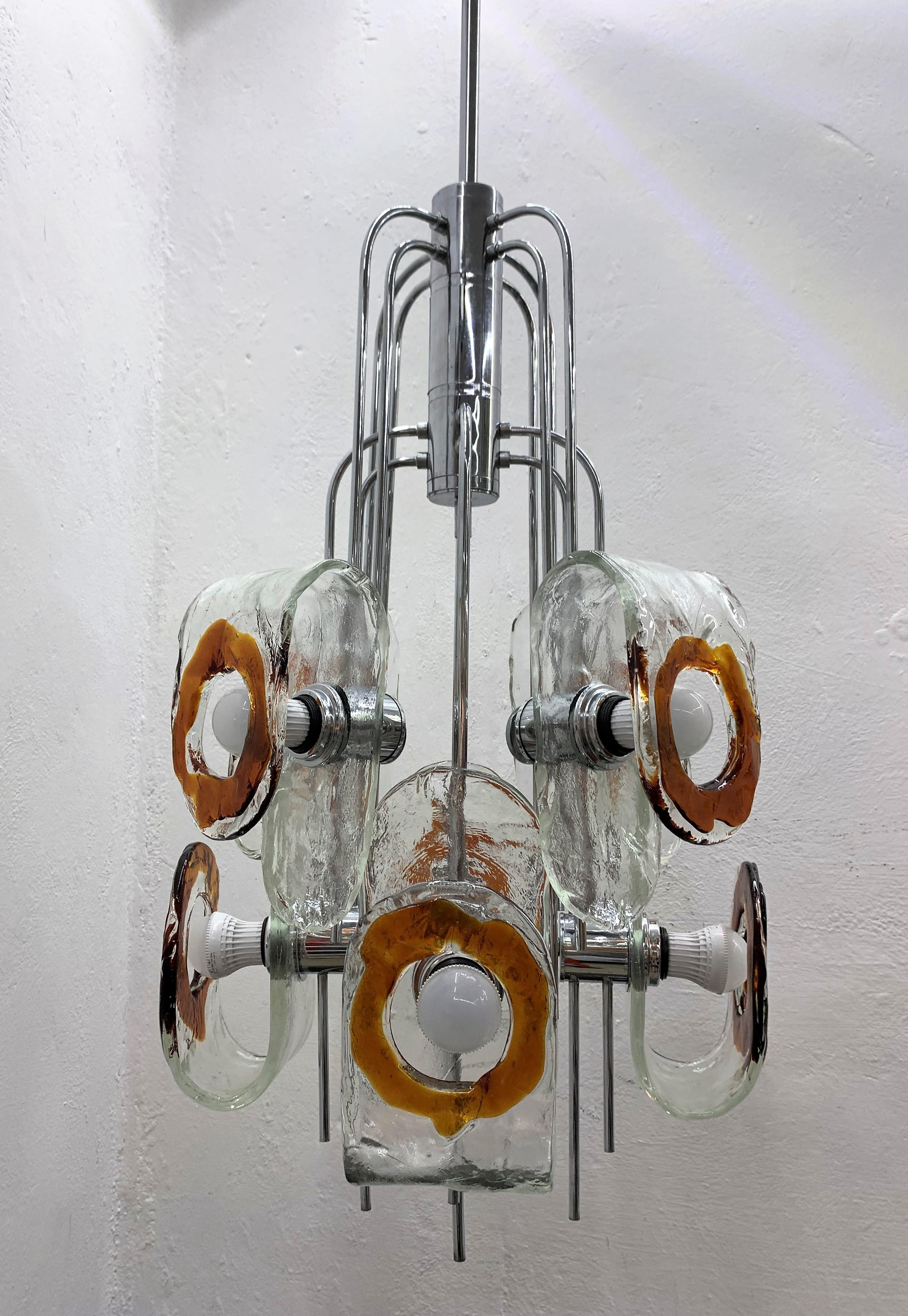 Large Mid-Century Modern Chandelier by Mazzega, Murano Glass, Italy circa 1970 For Sale 4