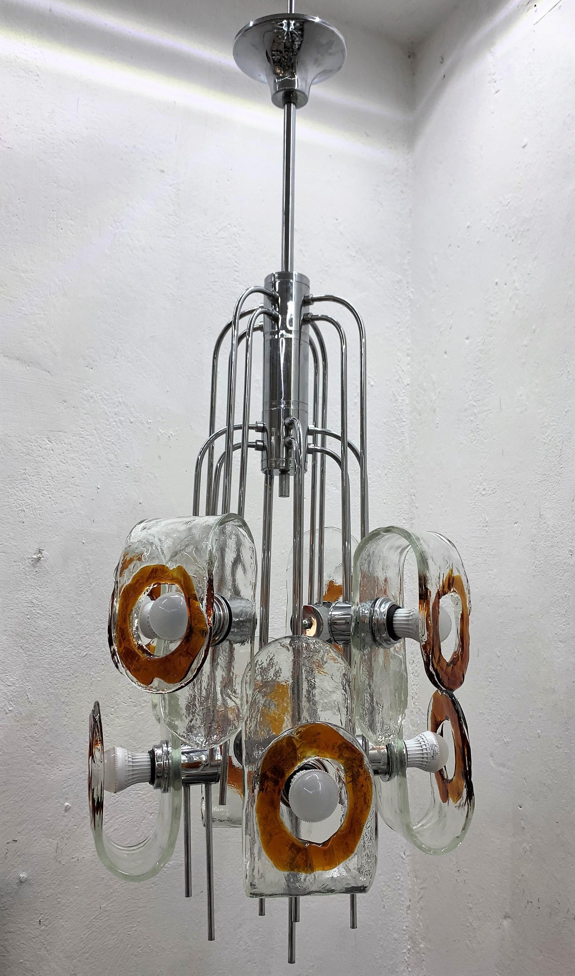Large Mid-Century Modern Chandelier by Mazzega, Murano Glass, Italy circa 1970 For Sale 6