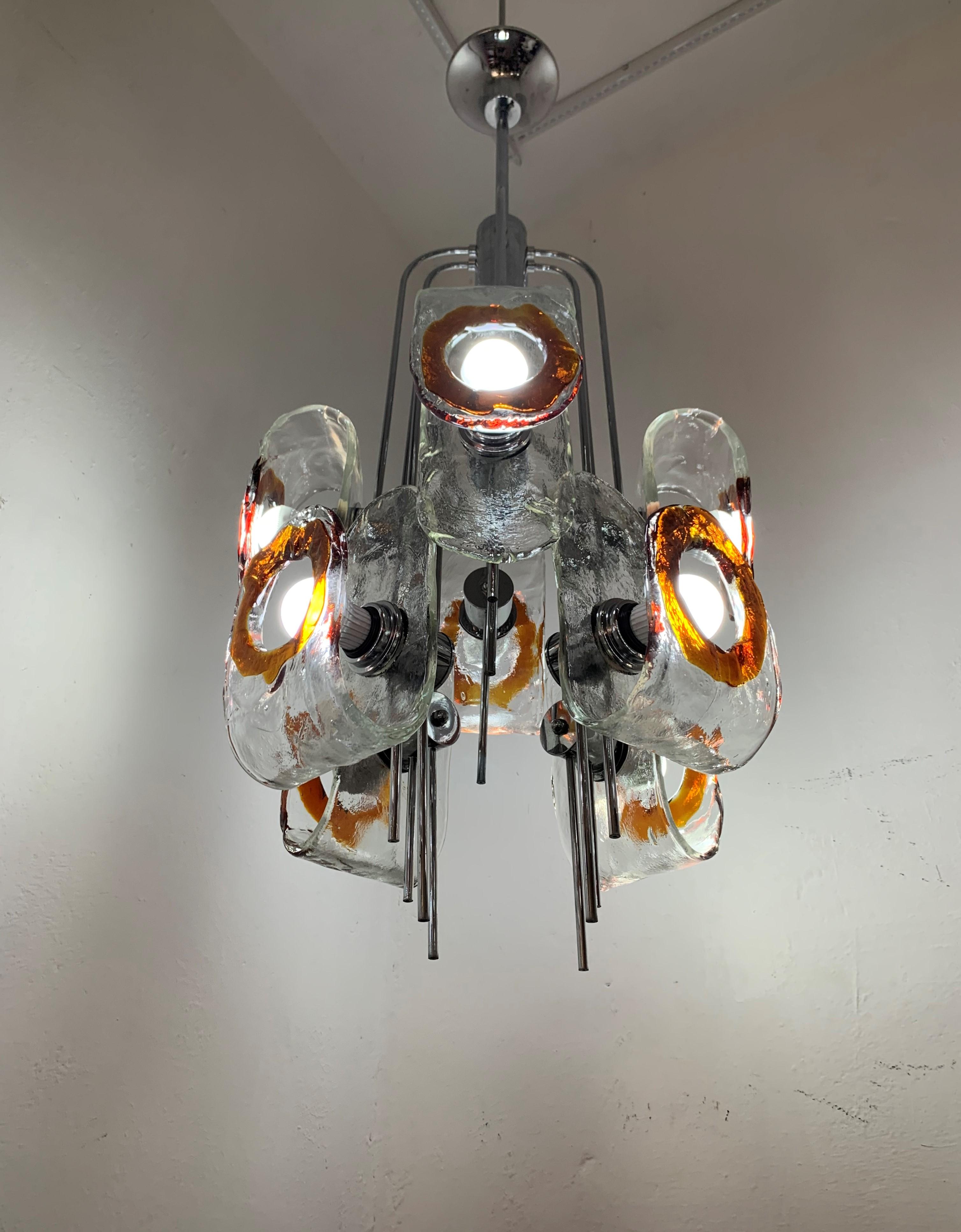 Italian Large Mid-Century Modern Chandelier by Mazzega, Murano Glass, Italy circa 1970 For Sale