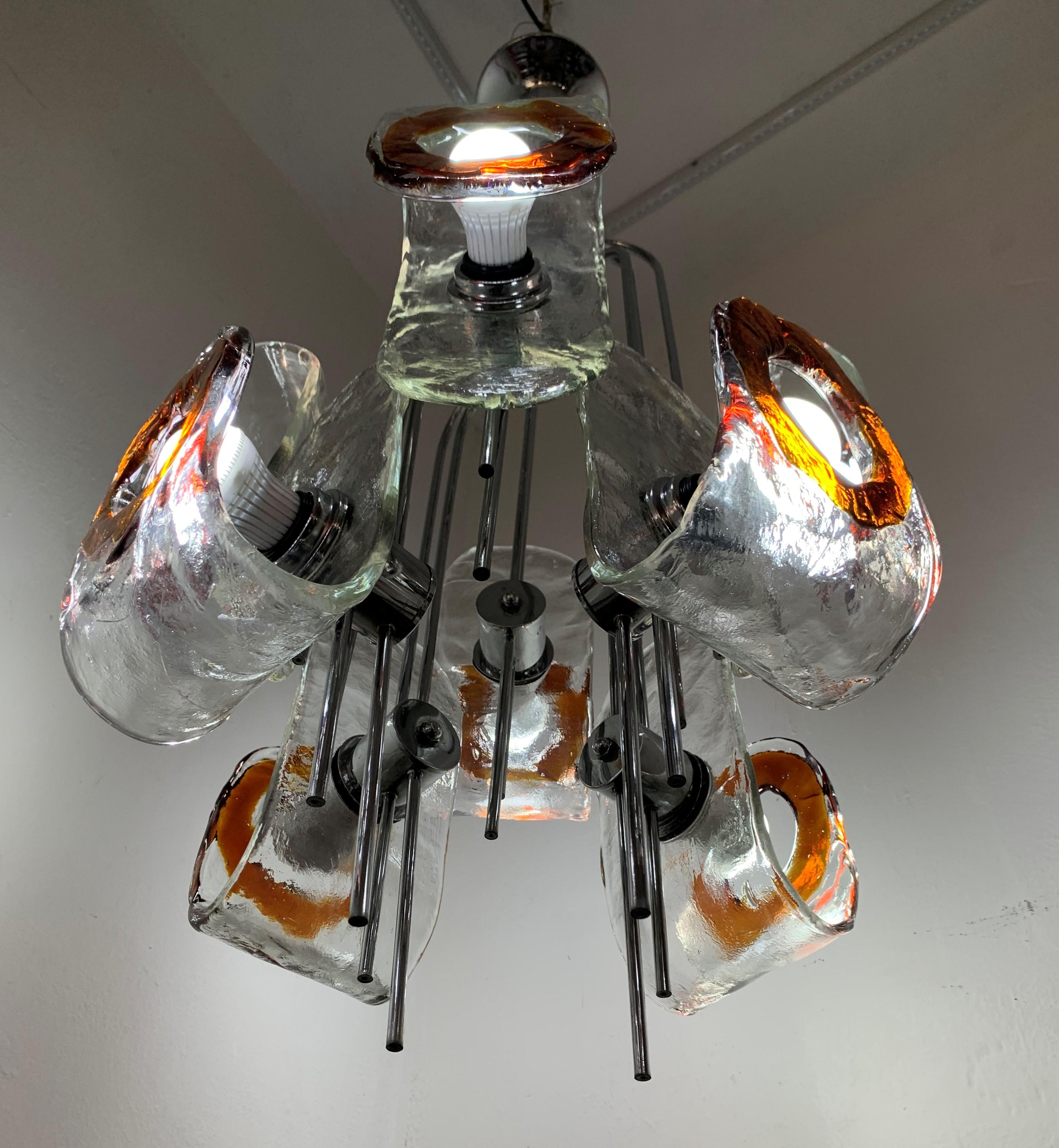 Large Mid-Century Modern Chandelier by Mazzega, Murano Glass, Italy circa 1970 In Good Condition For Sale In Merida, Yucatan