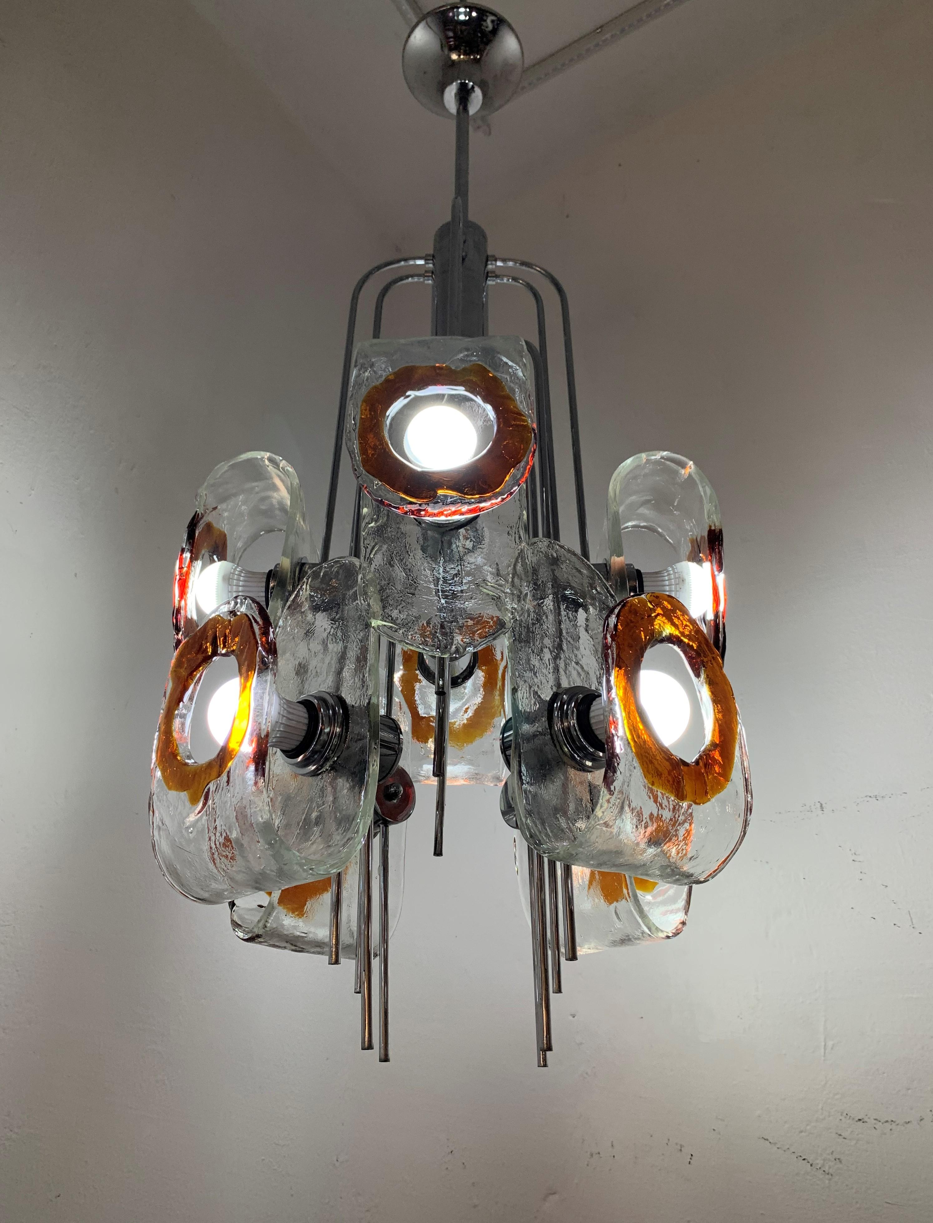 20th Century Large Mid-Century Modern Chandelier by Mazzega, Murano Glass, Italy circa 1970 For Sale