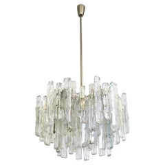 Vintage Large Mid-century modern chandelier ice glass from J.T. Kalmar 18 lights Austria