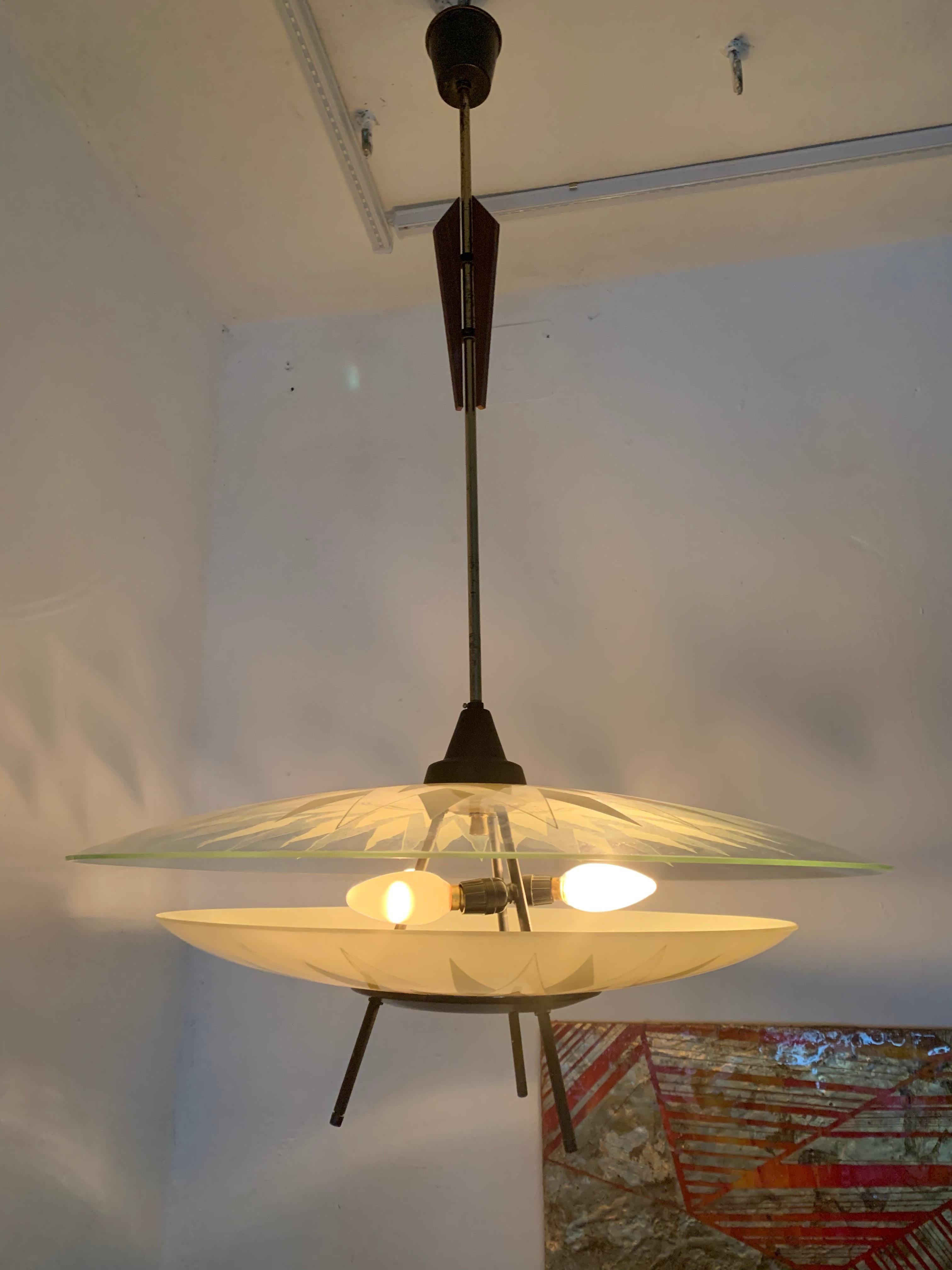 Large Mid-Century Modern Chandelier ITSO Fontana Arte, Italy, circa 1950 For Sale 4