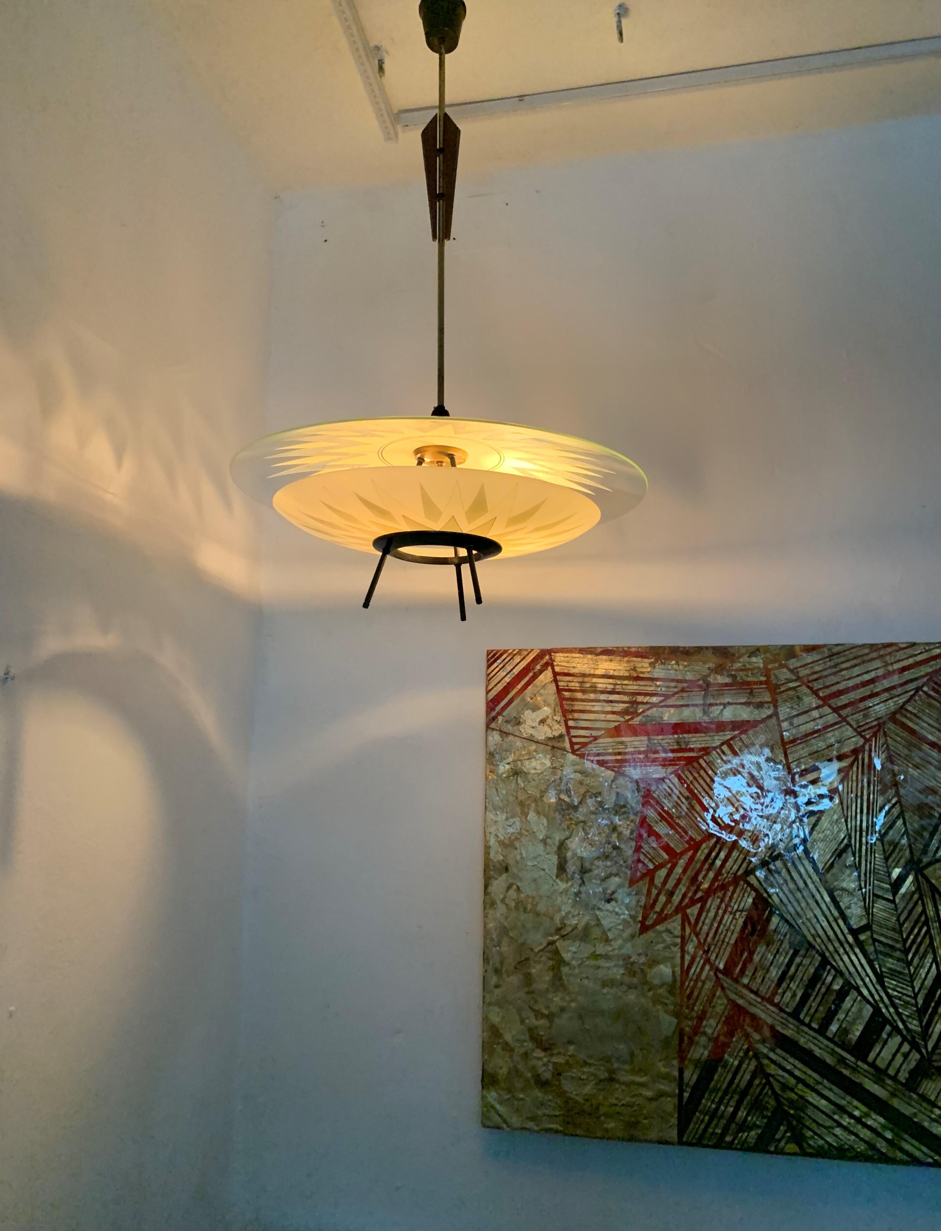Large Mid-Century Modern Chandelier ITSO Fontana Arte, Italy, circa 1950 For Sale 5