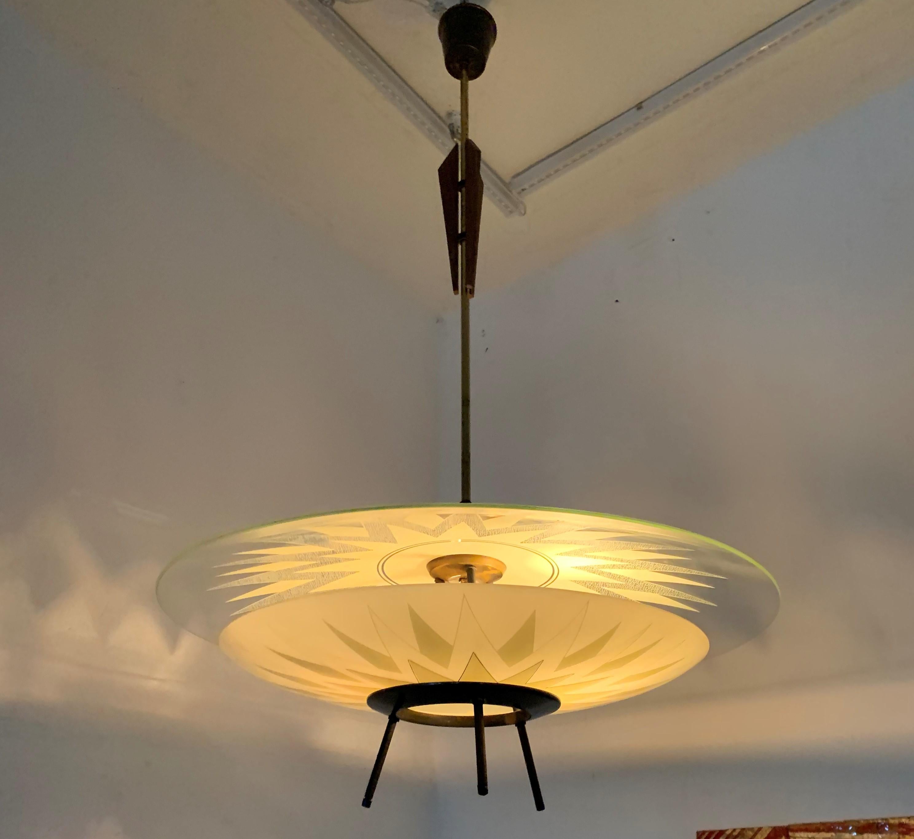 Large Mid-Century Modern Chandelier ITSO Fontana Arte, Italy, circa 1950 For Sale 6