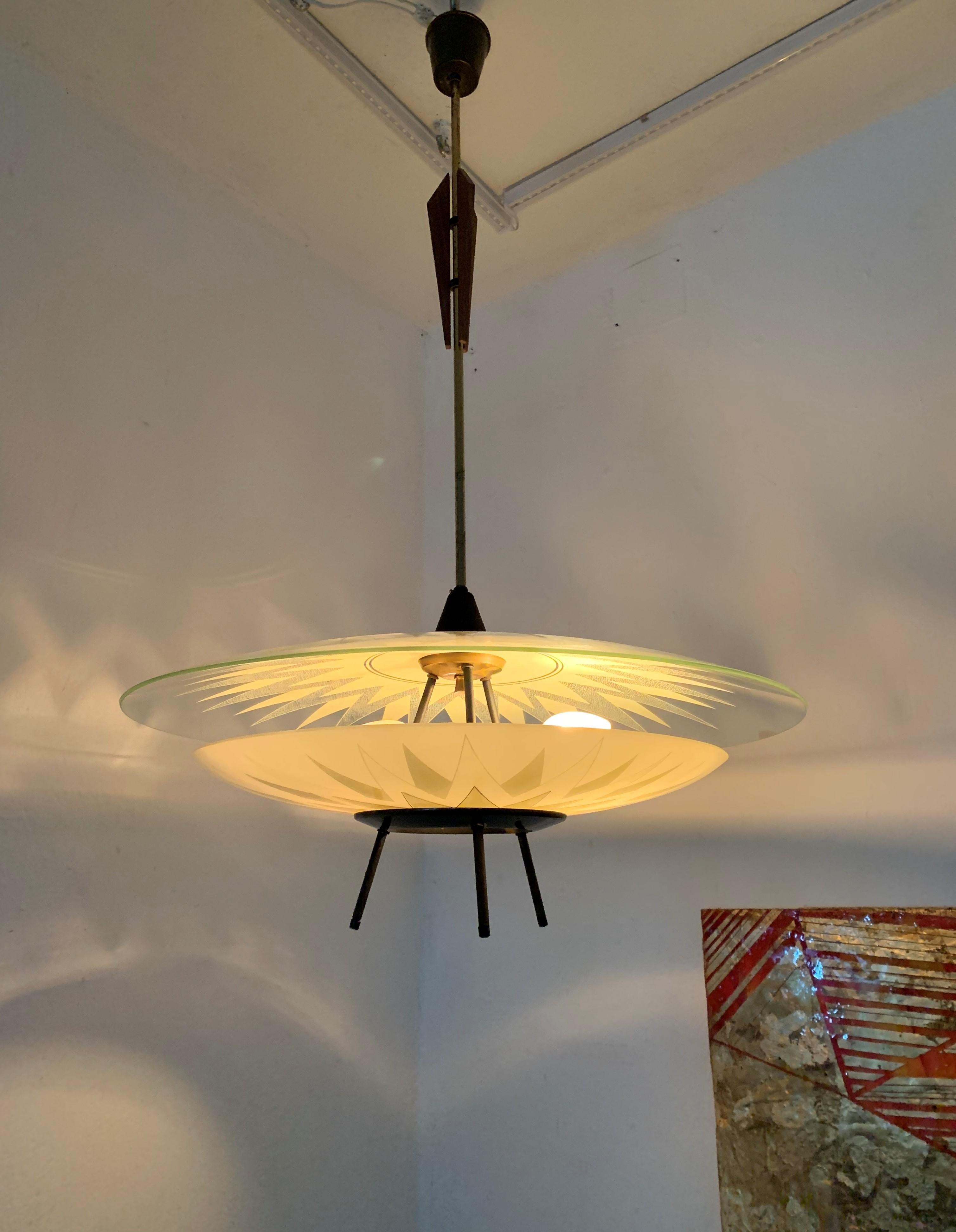 Large Mid-Century Modern Chandelier ITSO Fontana Arte, Italy, circa 1950 For Sale 7