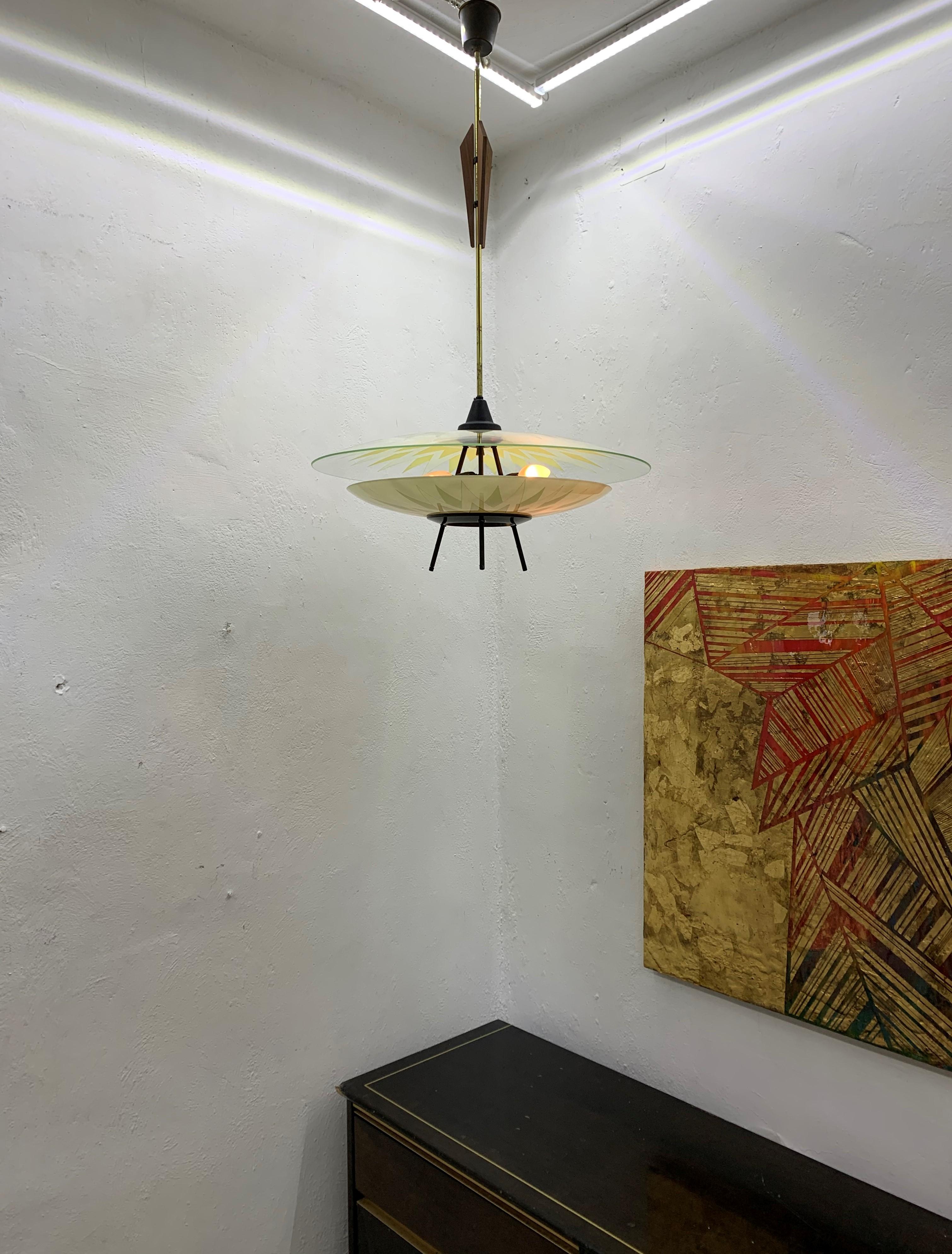 Large Mid-Century Modern Chandelier ITSO Fontana Arte, Italy, circa 1950 For Sale 9