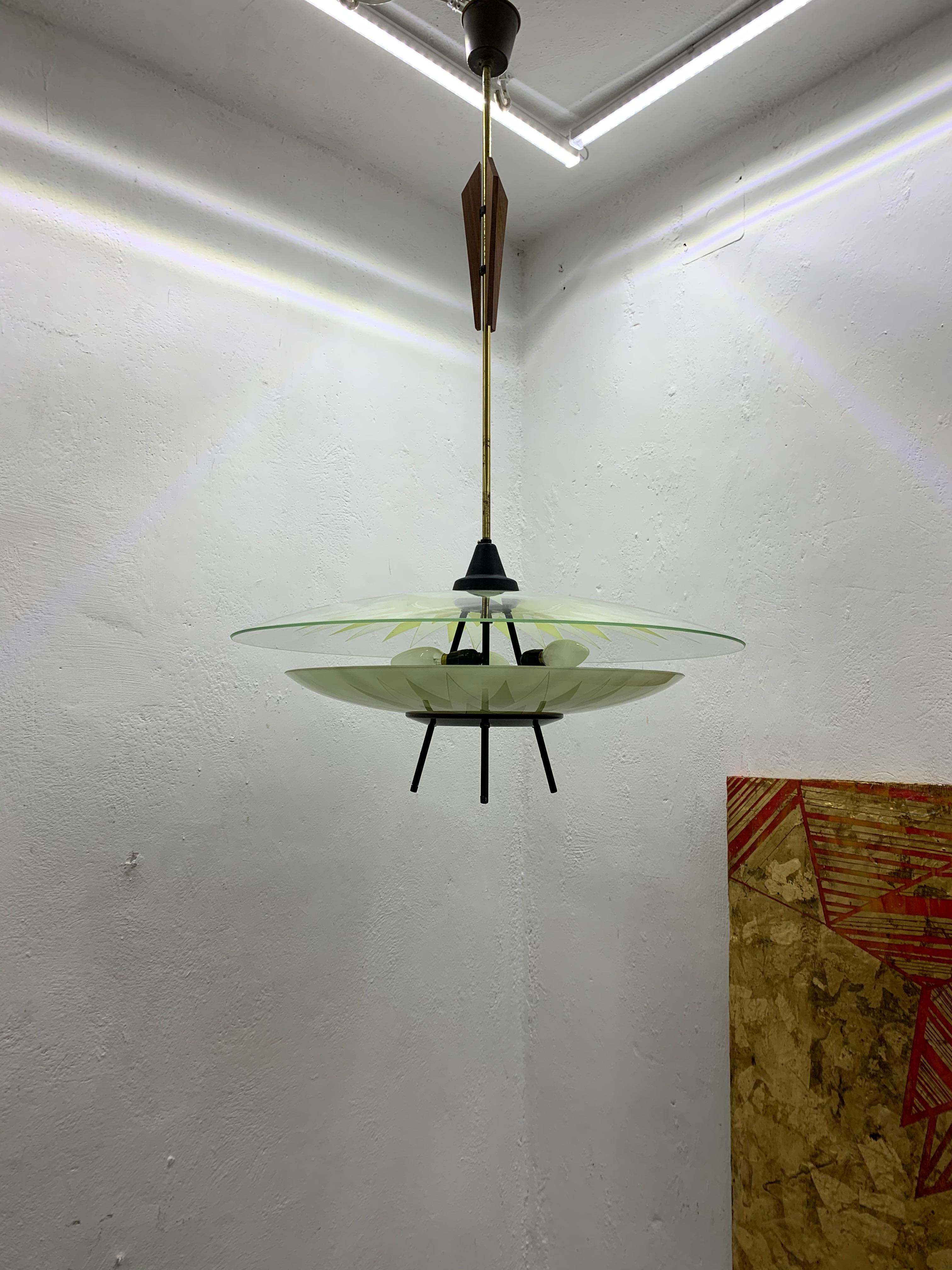 Large Mid-Century Modern Chandelier ITSO Fontana Arte, Italy, circa 1950 For Sale 10