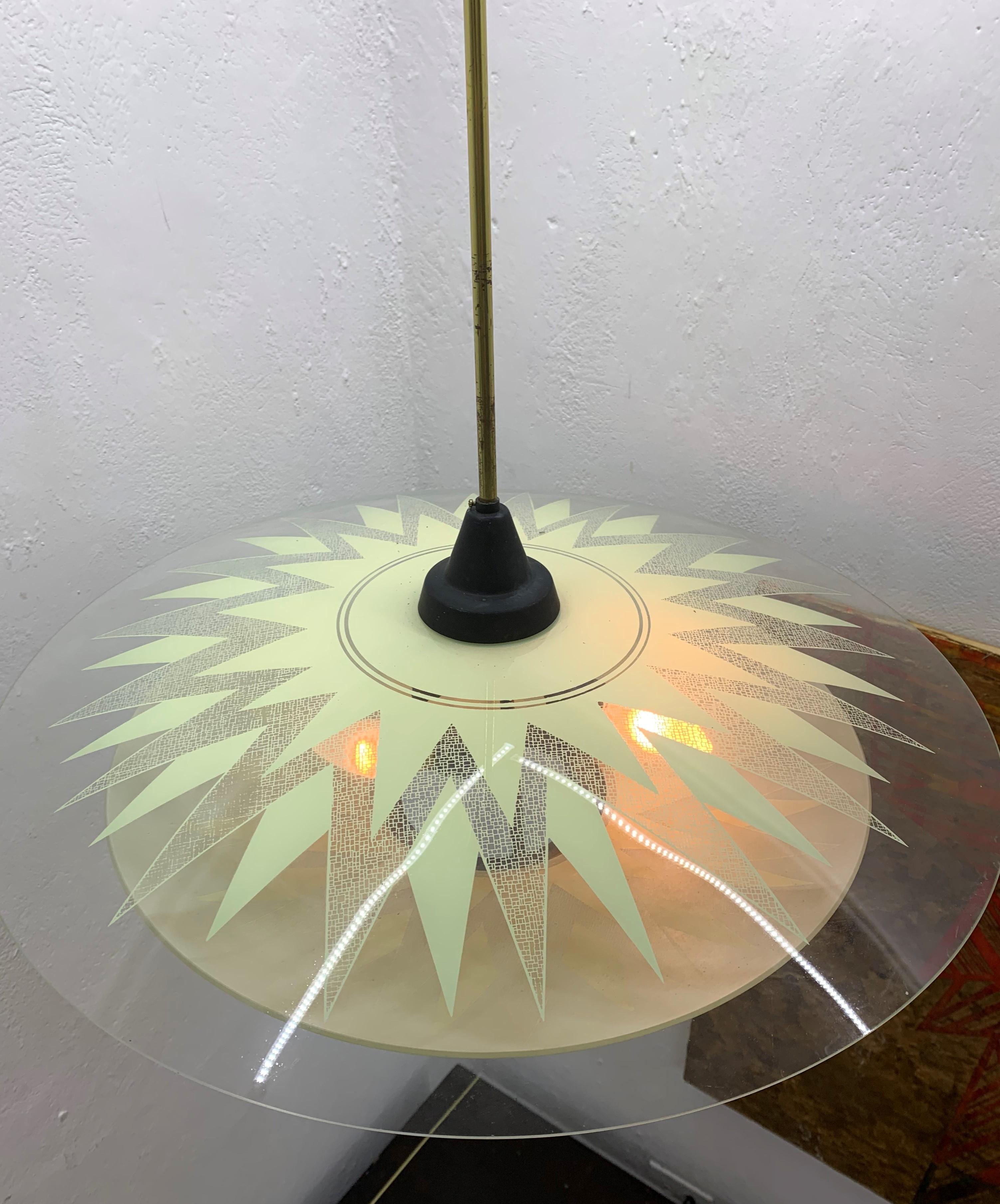 Italian Large Mid-Century Modern Chandelier ITSO Fontana Arte, Italy, circa 1950 For Sale