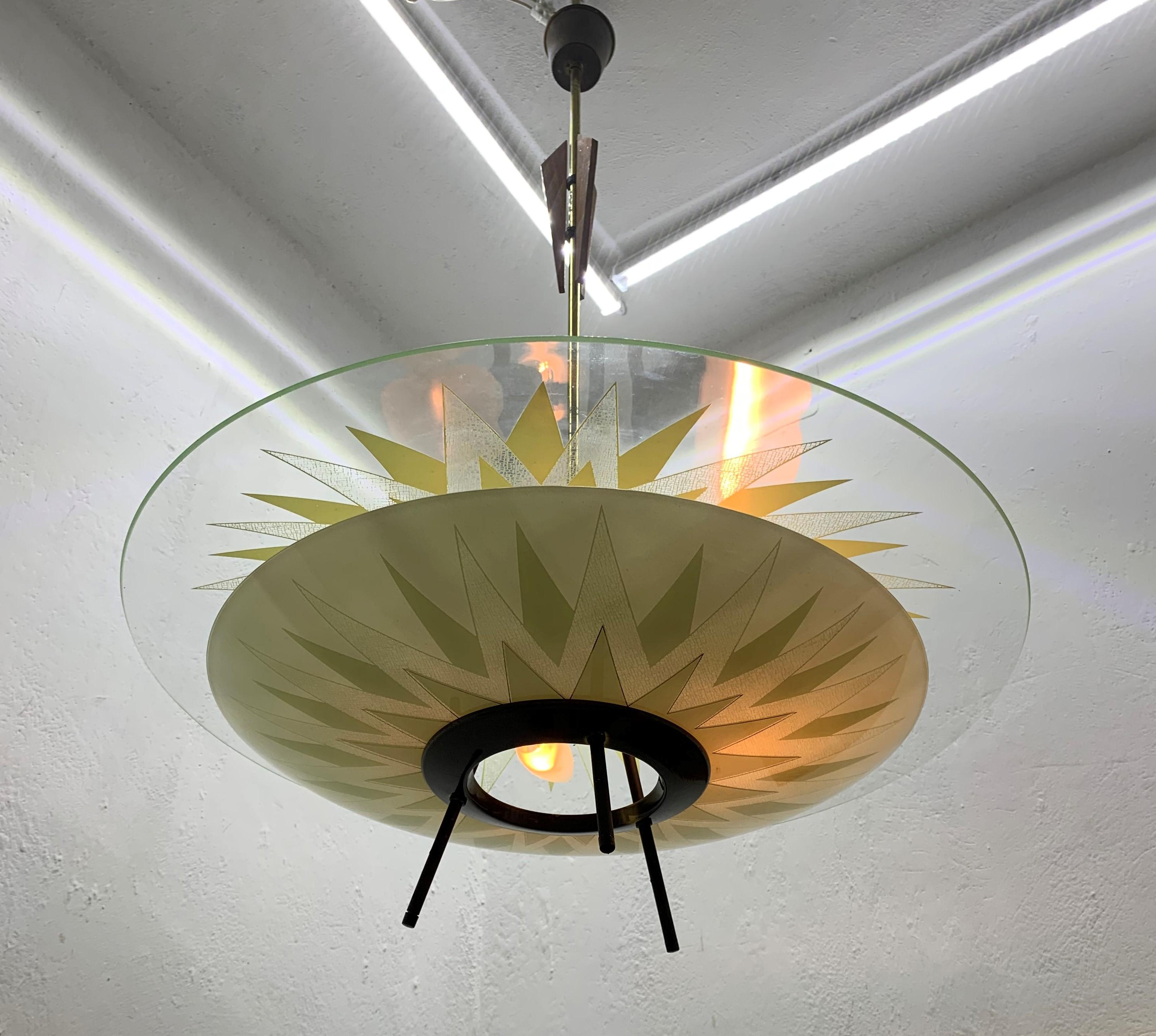 Mid-20th Century Large Mid-Century Modern Chandelier ITSO Fontana Arte, Italy, circa 1950 For Sale