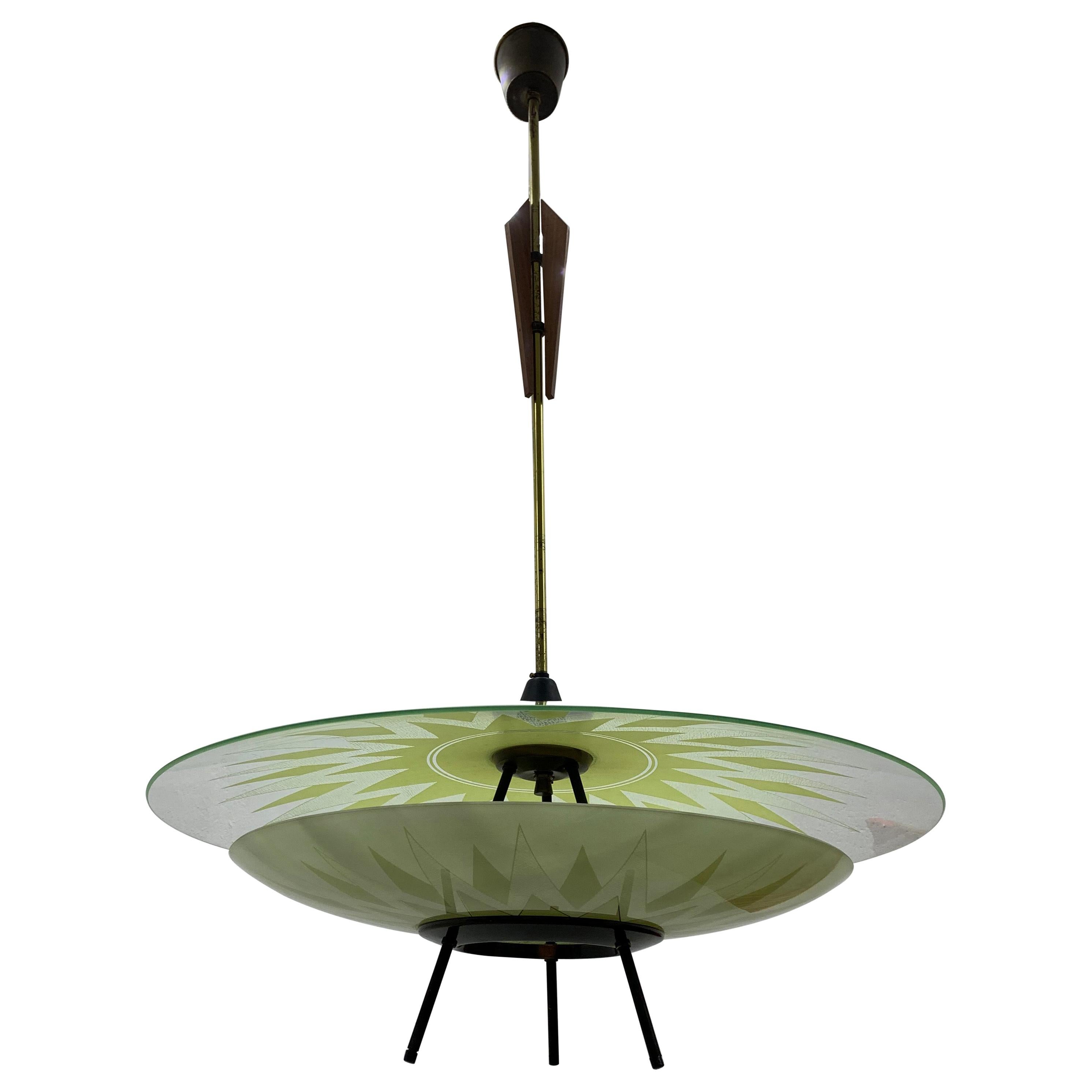 Large Mid-Century Modern Chandelier ITSO Fontana Arte, Italy, circa 1950 For Sale