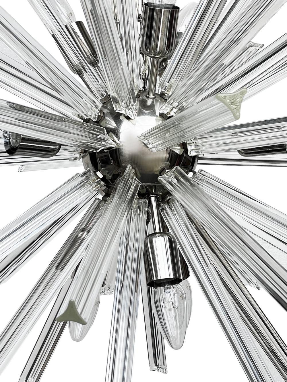 Late 20th Century Large Mid-Century Modern Chrome and Glass Sputnik Hanging Light or Chandelier For Sale