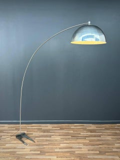 Large Mid-Century Modern Chrome Arc Base with Iron Base