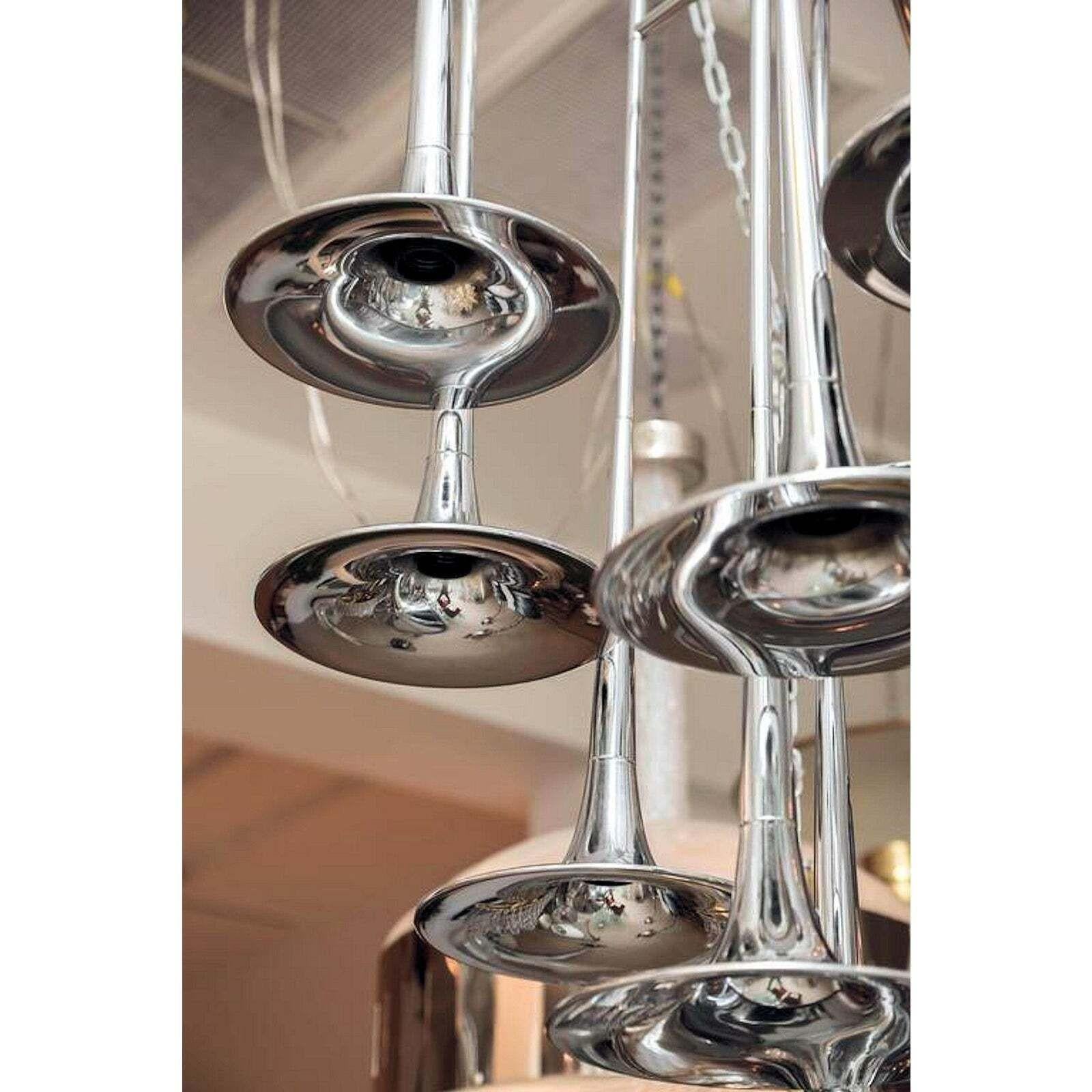 Large Mid-Century Chrome Chandelier, by Reggiani For Sale 1