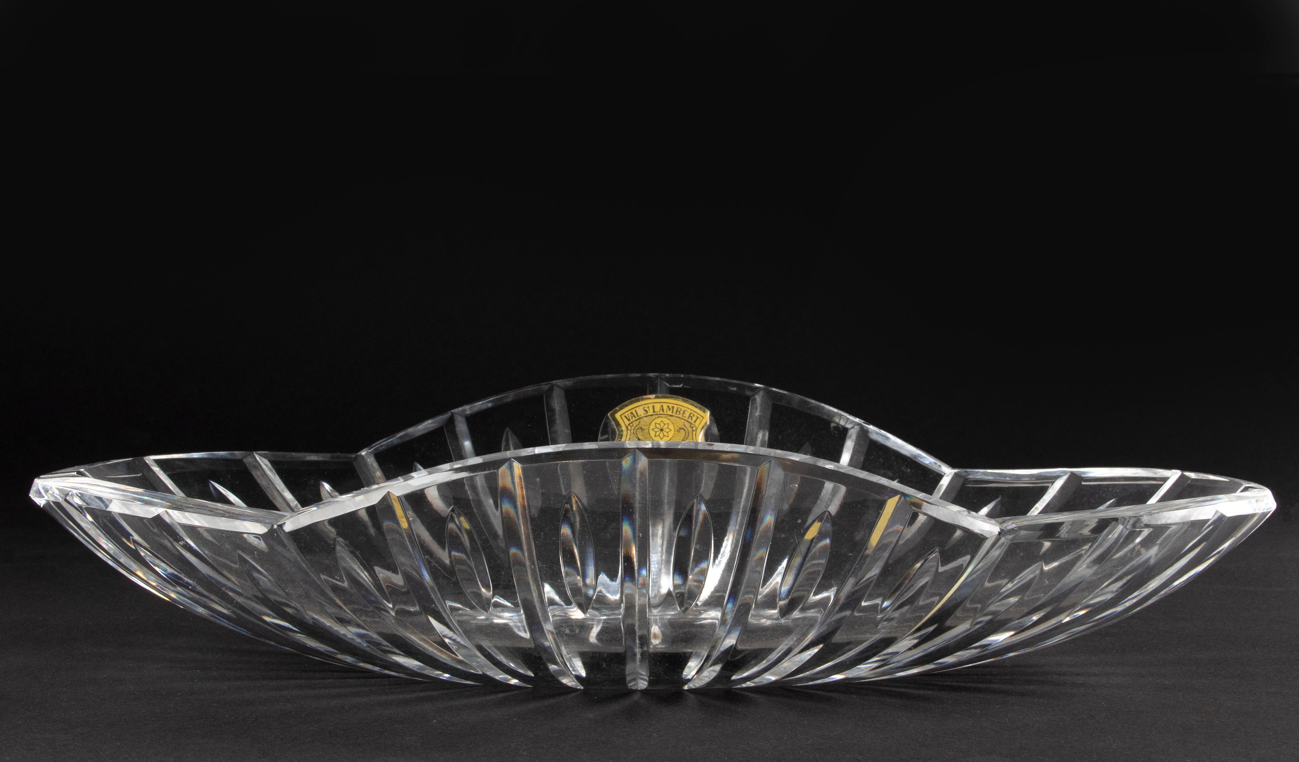 Belgian Large Mid-Century Modern Clear Crystal Bowl Made by Val Saint Lambert For Sale