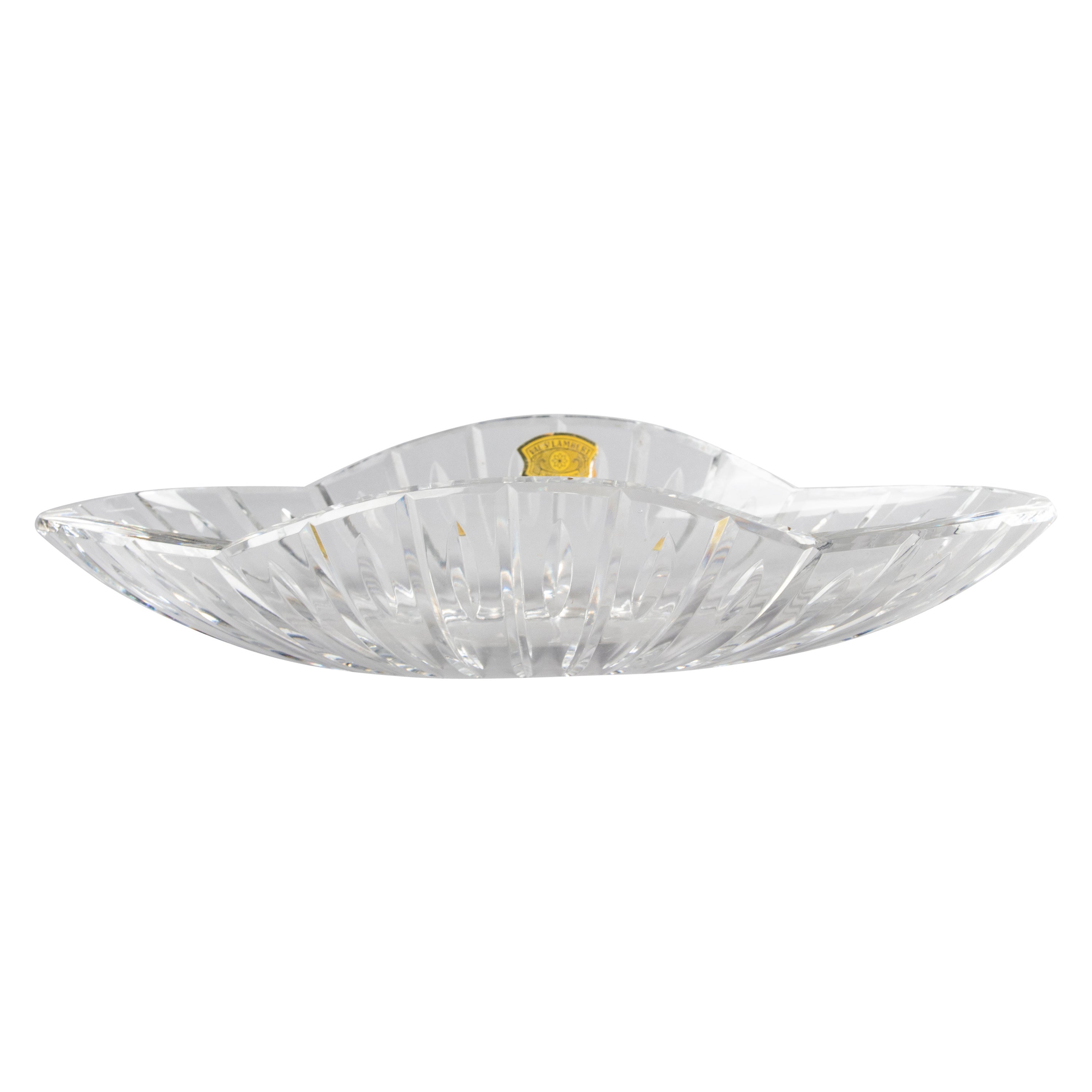 Große Mid-Century Modern-Schale aus klarem Kristall von Val Saint Lambert