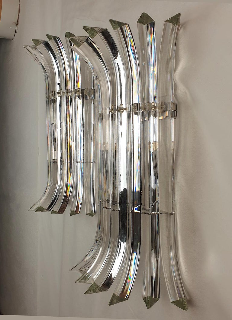 Italian Mid Century Clear Murano Glass Large Sconces, by Venini - set of four For Sale