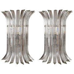 Grandes appliques en verre de Murano transparent du milieu du siècle, par Venini - ensemble de quatre