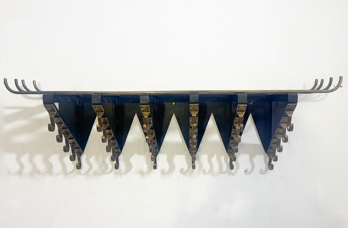 Large Mid-Century Modern Coat rack, Brass, 1970s - 2 available In Good Condition For Sale In Brussels, BE