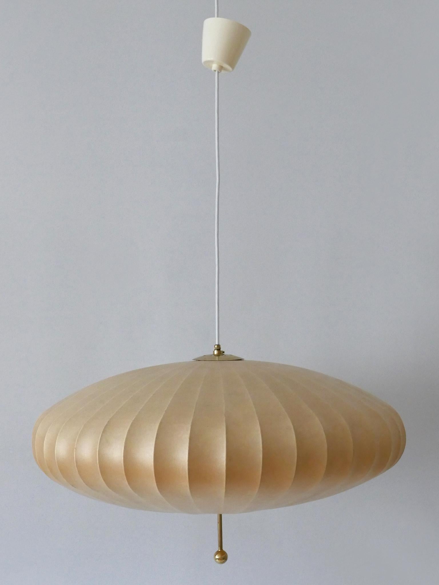 German Large Mid-Century Modern Cocoon Pendant Lamp or Hanging Light by Goldkant 1960s