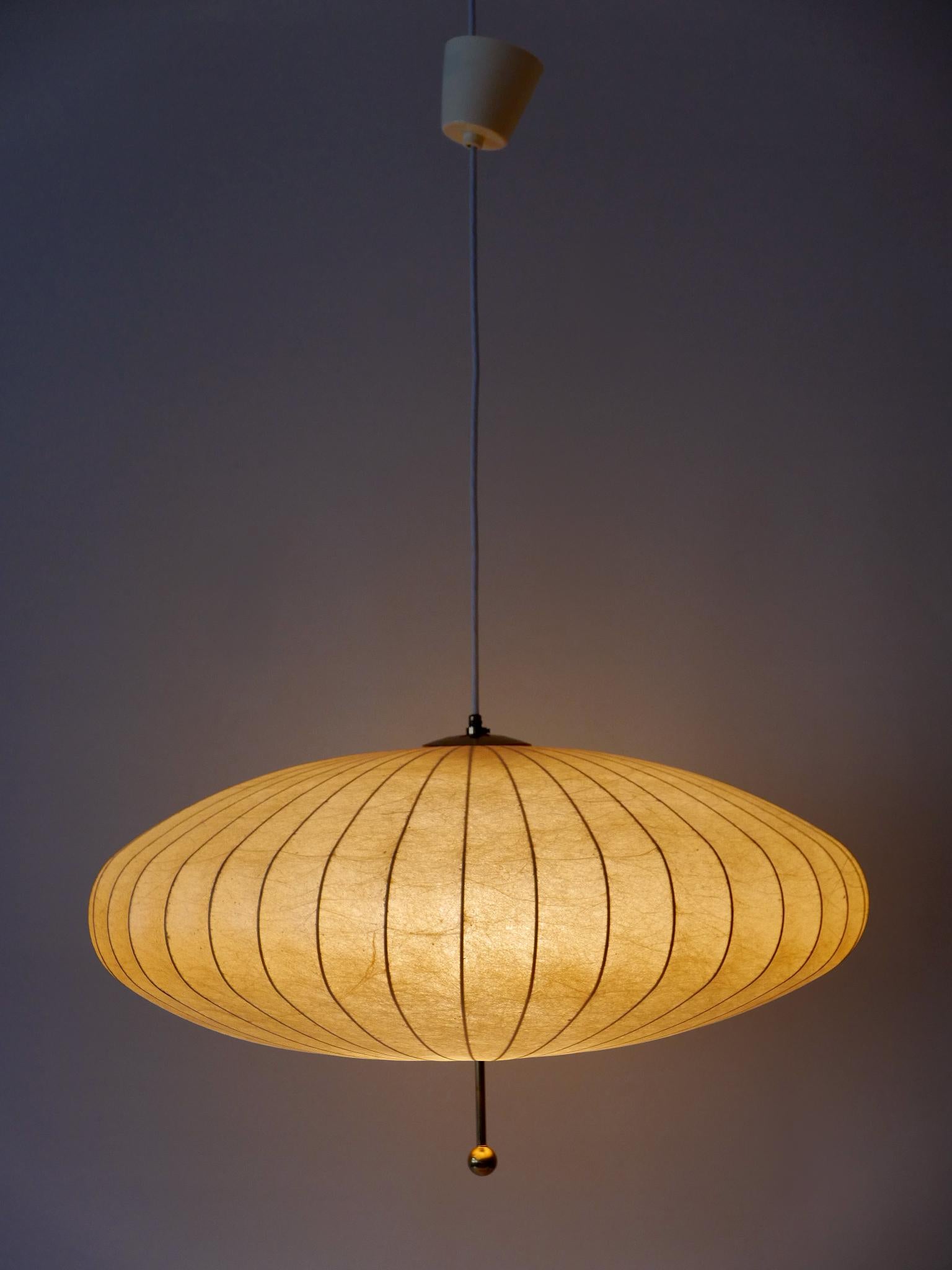Large Mid-Century Modern Cocoon Pendant Lamp or Hanging Light by Goldkant 1960s In Good Condition In Munich, DE