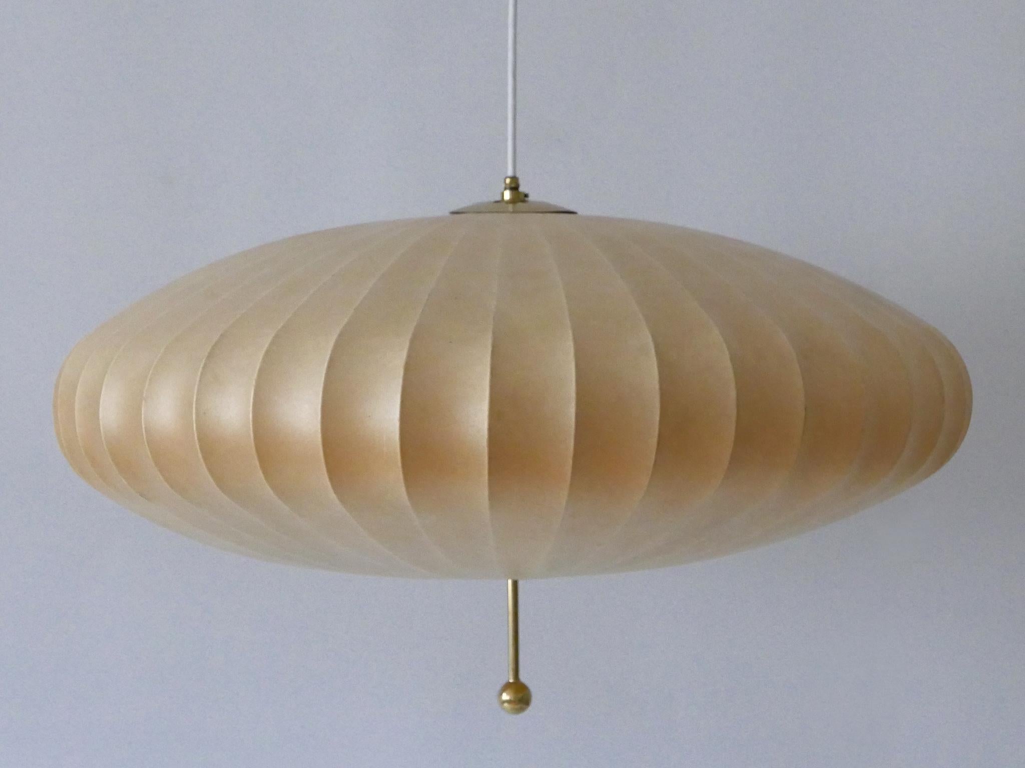 Large Mid-Century Modern Cocoon Pendant Lamp or Hanging Light by Goldkant 1960s 1