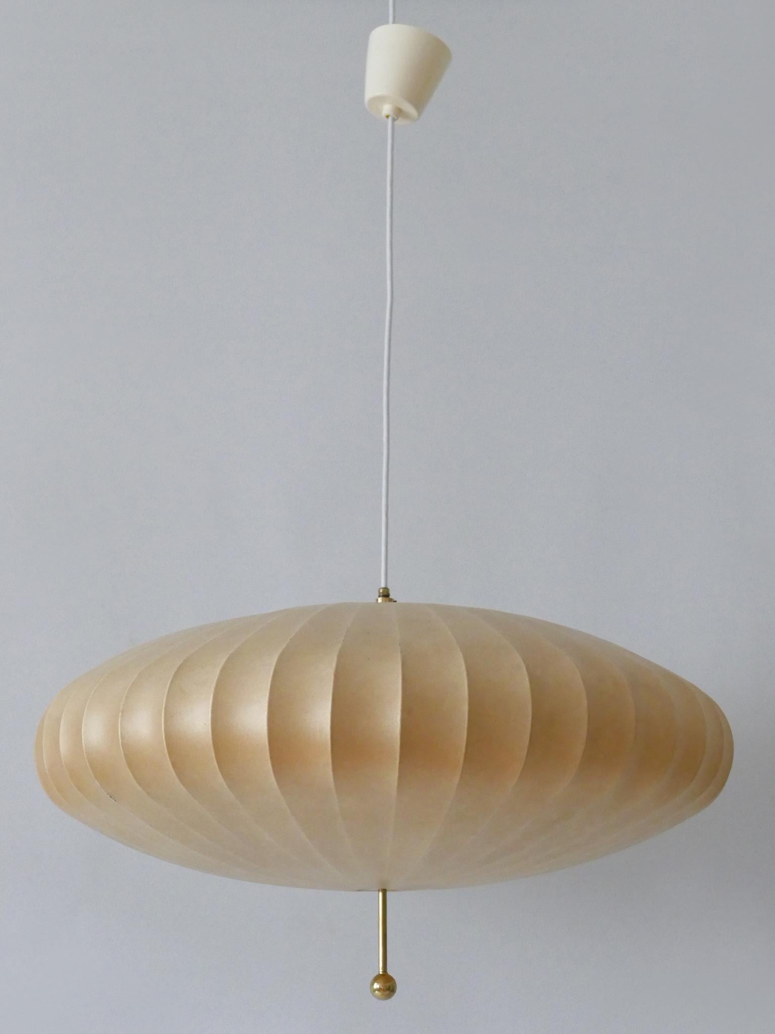 Large Mid-Century Modern Cocoon Pendant Lamp or Hanging Light by Goldkant 1960s 3