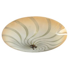Large Mid-Century Modern Colored Glass Pendant / Flush Mount Hurricane Design