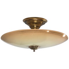 Large Mid-Century Modern Colored Glass Pendant / Unidentified Flying Flush Mount