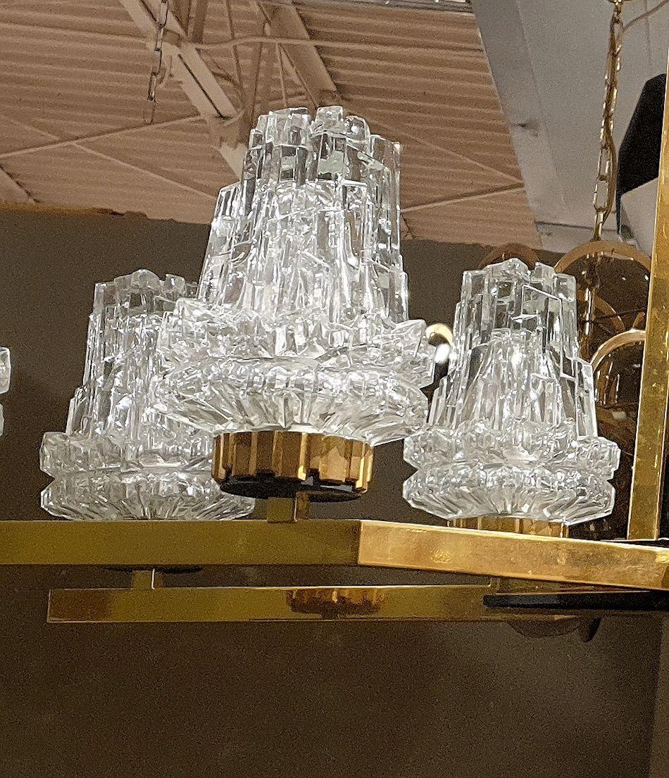 Large Mid Century Glass chandelier by Maison Arlus 2